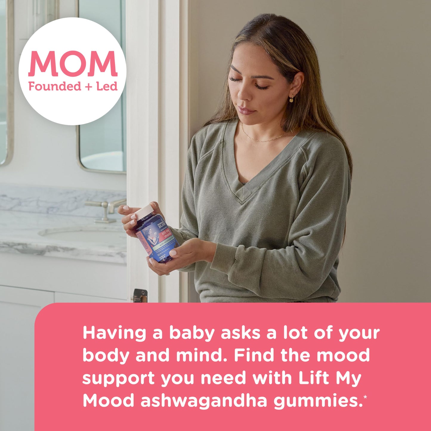Mommy's Bliss Lift My Mood Postnatal Support Ashwagandha, May Reduce Stress & Support a Balanced Healthy Mood, Vegan, Delicious Rasberry Flavor, 60 Gummies (30 Servings)