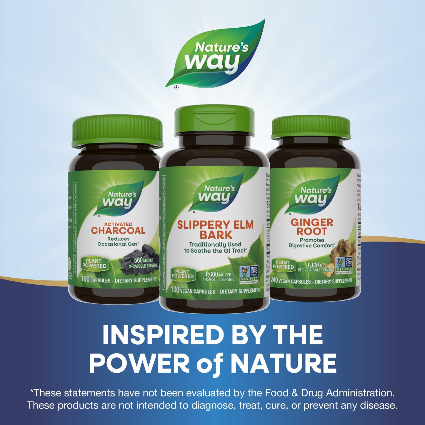 Nature's Way Slippery Elm Bark, Traditional Support to Soothe the GI Tract*, Vegan, 100 Capsules