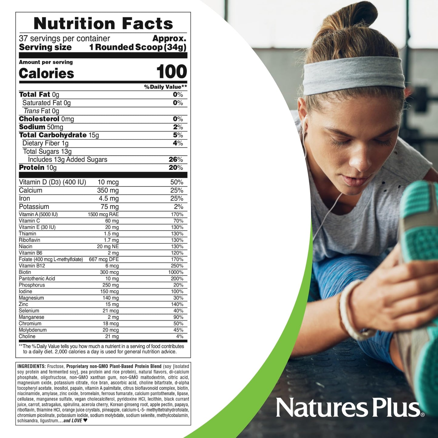 NaturesPlus FRUITEIN Banana Orange Creme Shake - 2.8 lbs - 10 Grams of Plant-Based Protein Per Serving - Supports Energy & Immune System - Vegetarian, Gluten Free & Non-GMO - 37 Servings
