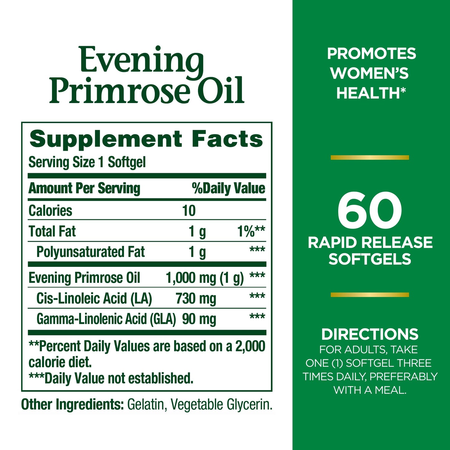 Nature's Bounty Primrose Oil Pills, 1000mg 60Ct