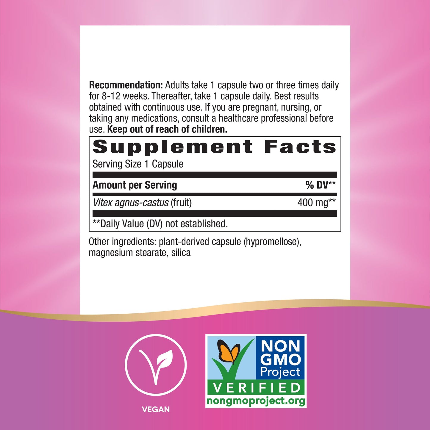 Nature's Way Vitex Fruit, Traditional Menstrual Cycle Support*, Traditional Women's Health Support*, Chasteberry, Vegan, 320 Capsules (Packaging May Vary)