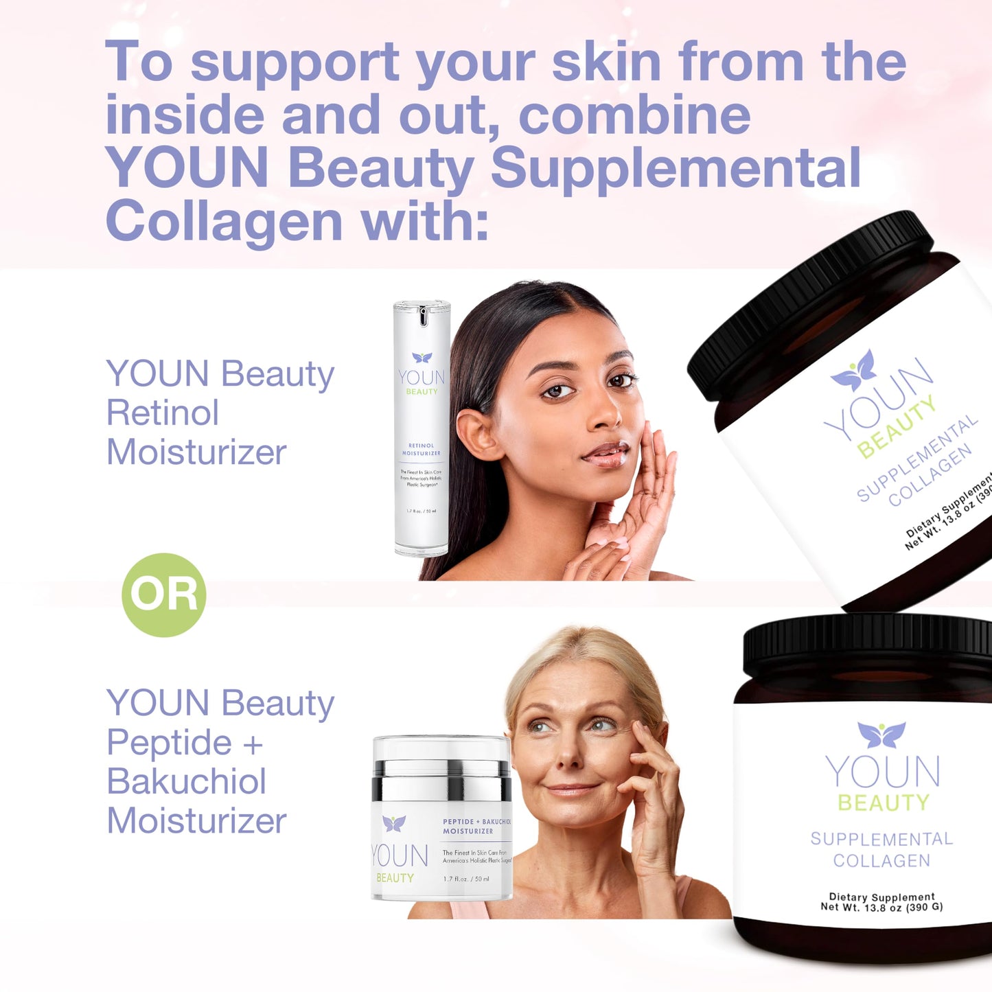 YOUN Beauty Supplemental Collagen Powder by Holistic Plastic Surgeon Dr. Anthony Youn, 30 Servings (Unflavored) – Fortigel, Fortibone & Verisol Multi-Collagen Peptides for Skin Health