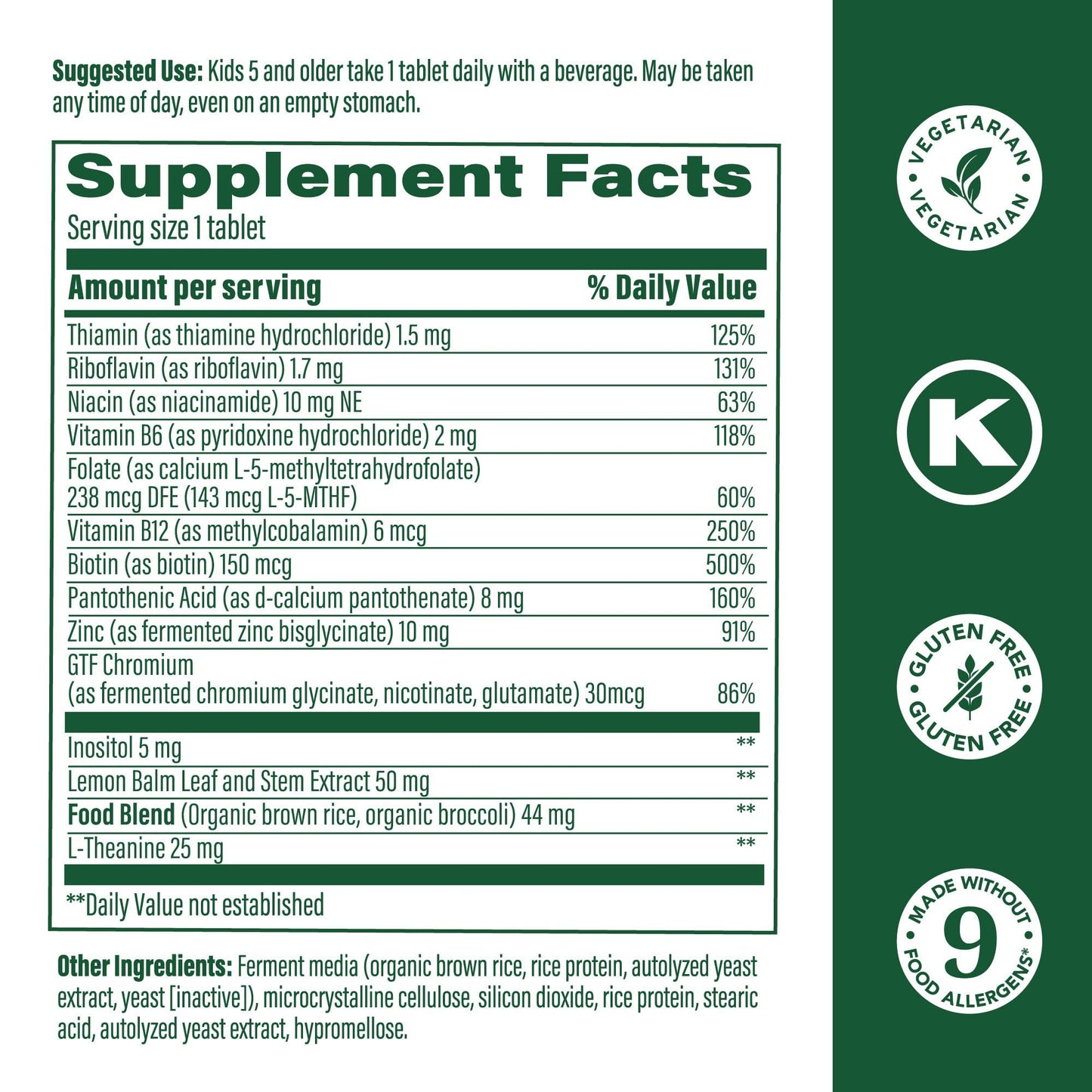 MegaFood Kids B Complex - B Complex Vitamin Supplement, 8 B Vitamins - Vitamin B6, Vitamin B12, Folate, Biotin & More, Supports Cellular Energy Production, Vegetarian, Gluten Free – 90 Mini Tablets