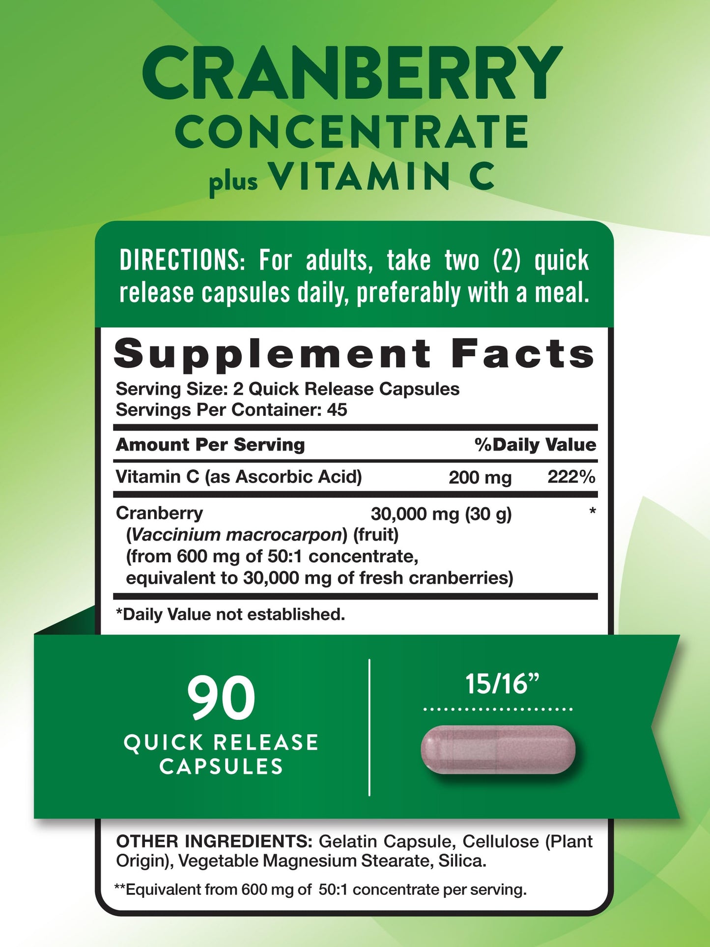 Nature's Truth Cranberry Concentrate Pills 30,000mg | Plus Vitamin C | Triple Strength Support Capsules | Non-GMO & Gluten Free Supplement