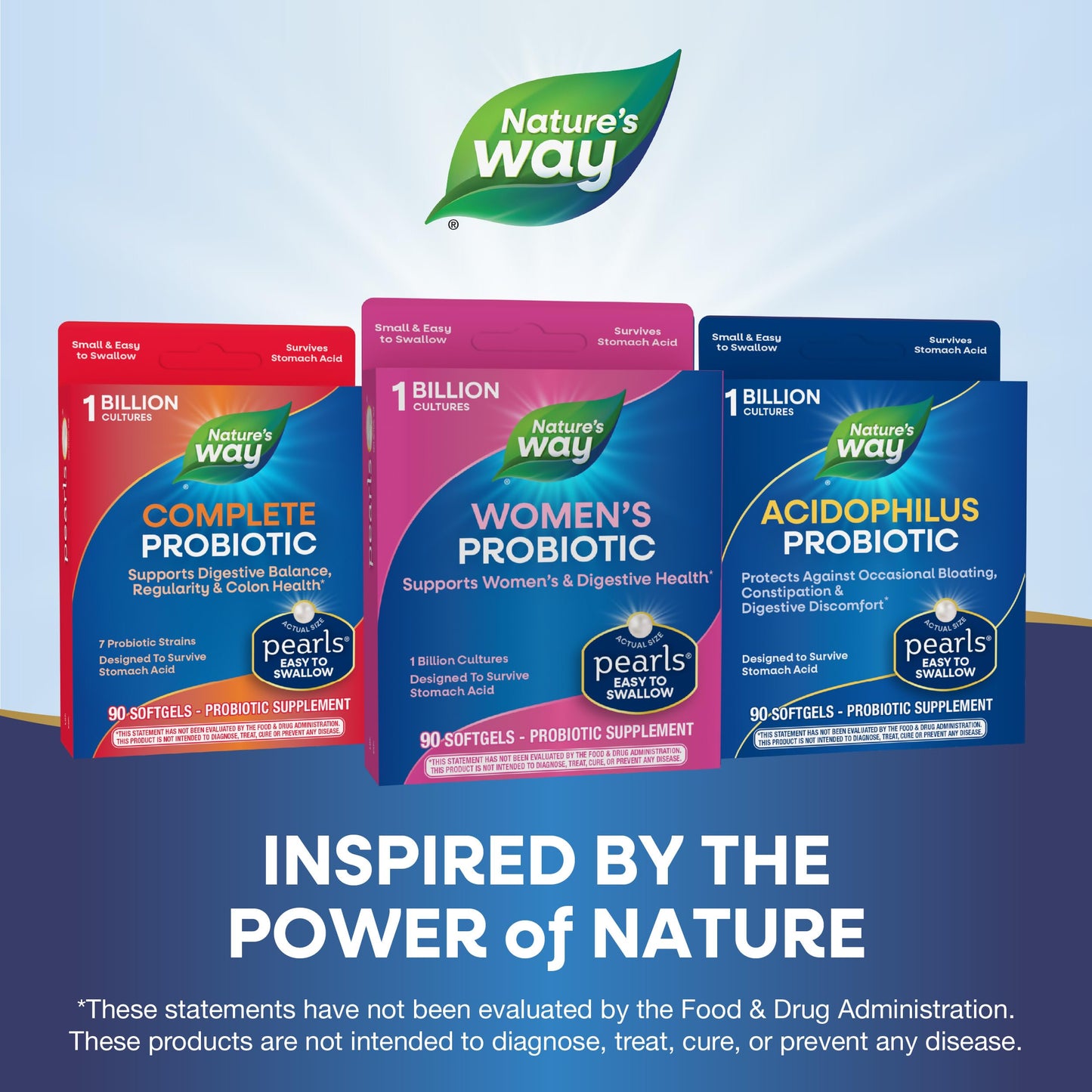 Nature's Way Women's Probiotic Pearls, Supports Women's and Digestive Health*, Protects Against Occasional Constipation & Bloating*, 1 Billion Live Cultures, 90 Softgels (Packaging May Vary)