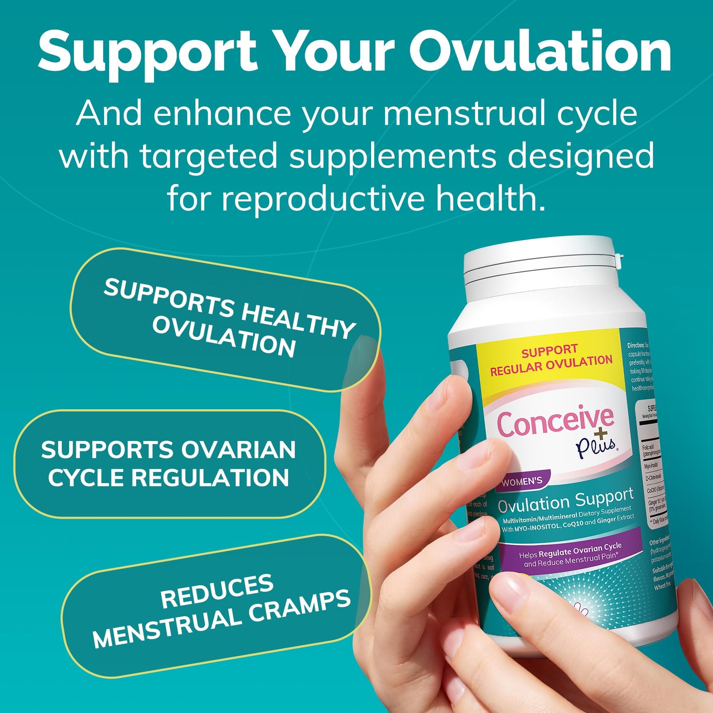 Pre-Order | Arrives in 5–10 Days – CONCEIVE PLUS Ovulation + Women's Fertility Combo, Supports Fertility and Ovarian Regulation, 60 + 120 Capsules