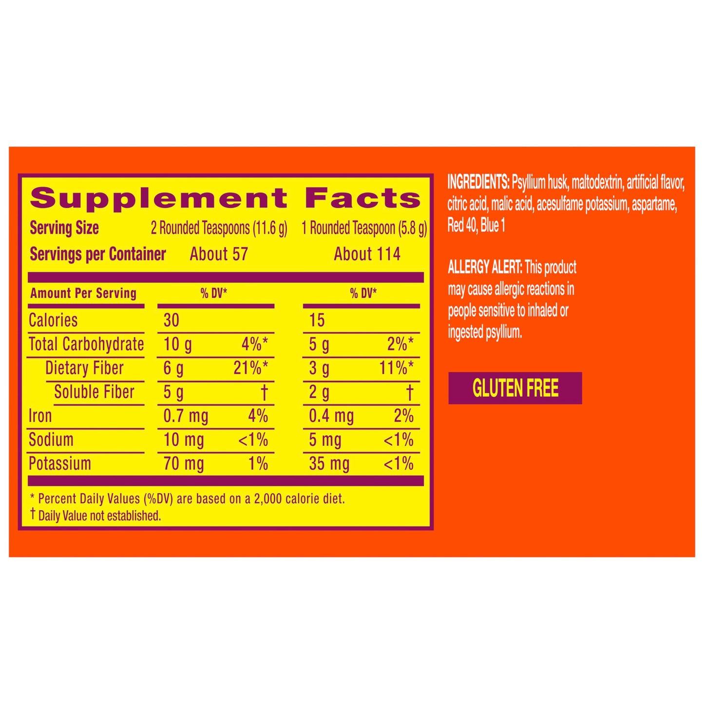 Metamucil Fiber, 4-in-1 Psyllium Fiber Supplement, Sugar-Free Powder, Berry Flavored Drink, 114 Servings (Packaging May Vary)