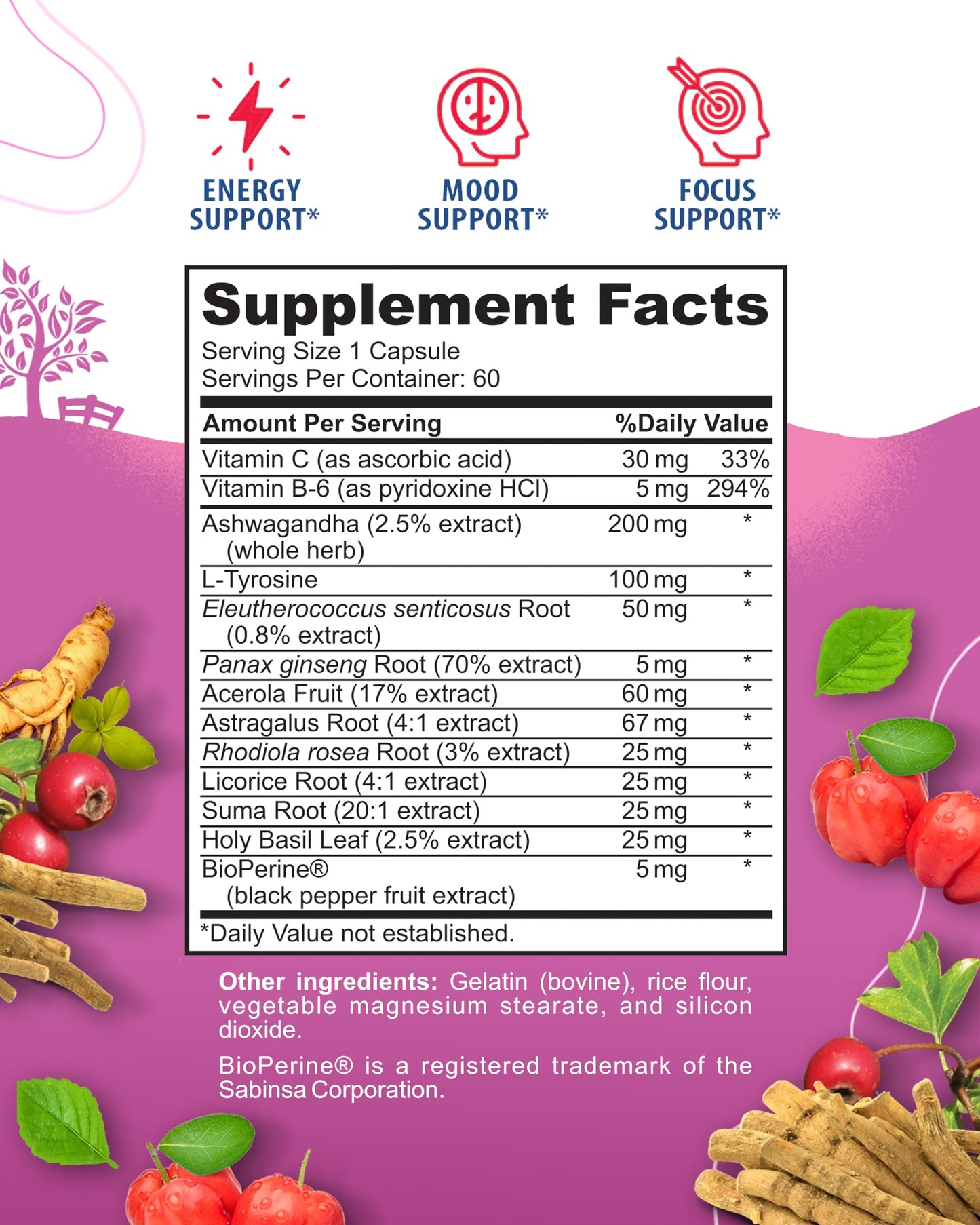 SUNNY SAM Adrenal Cortex Support Supplements for Cortisol Management - Supports Cortisol, Energy Levels, and Tension Regulation