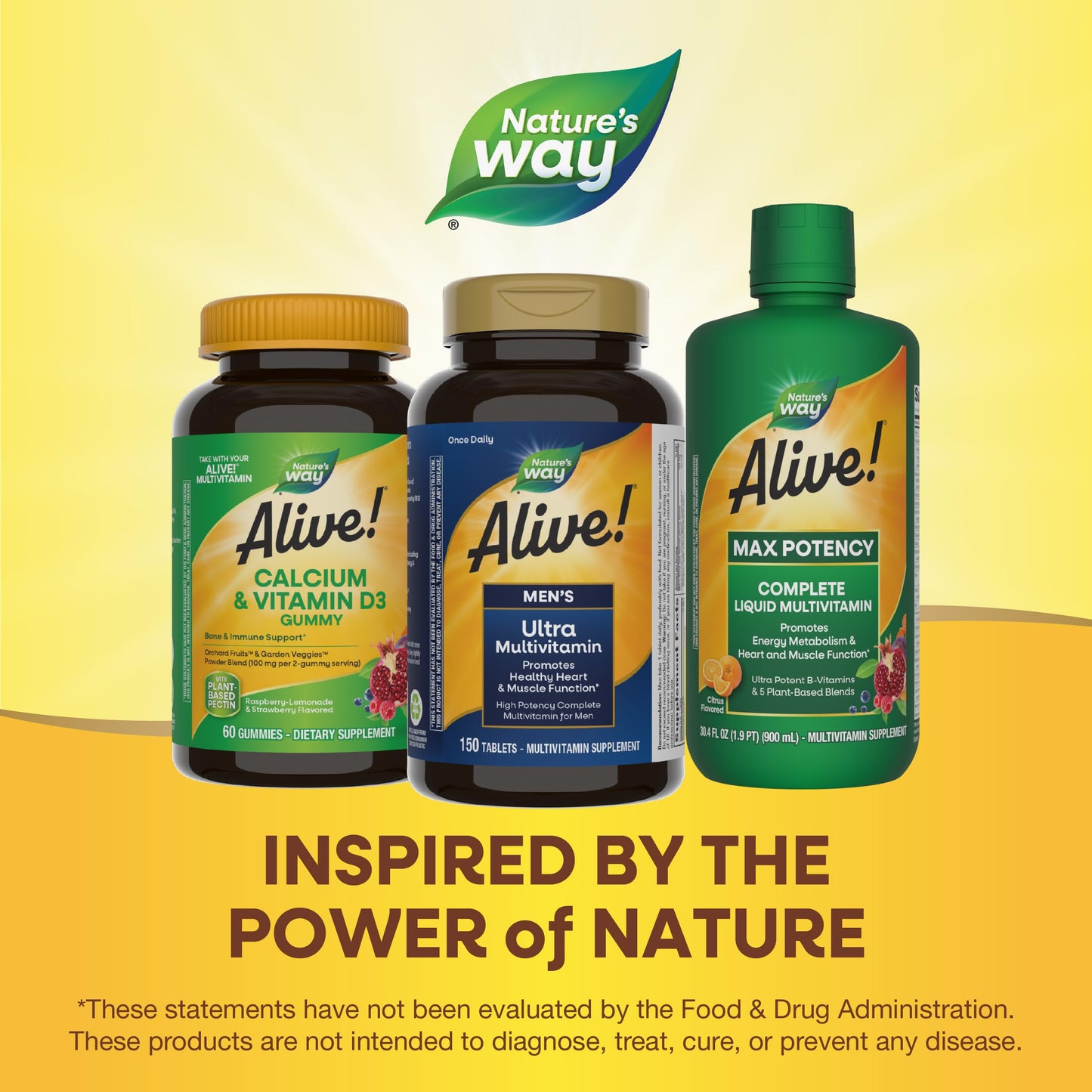 Nature's Way Alive! Men's Daily Ultra Multivitamin, Promotes Healthy Heart & Muscle Function*, with B-Vitamins Including Methylated B12, Gluten Free, 150 Tablets (Packaging May Vary)