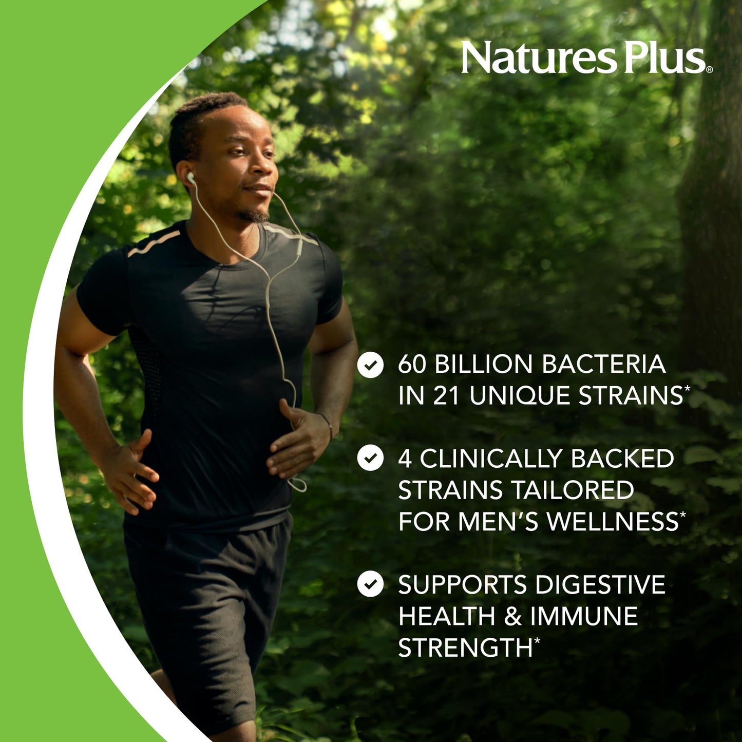 Natures Plus GI Natural Probiotic Men - 30 Capsules - Digestive & Prostate Health, Immune Strength - Includes Saw Palmetto - Gluten Free - 30 Servings