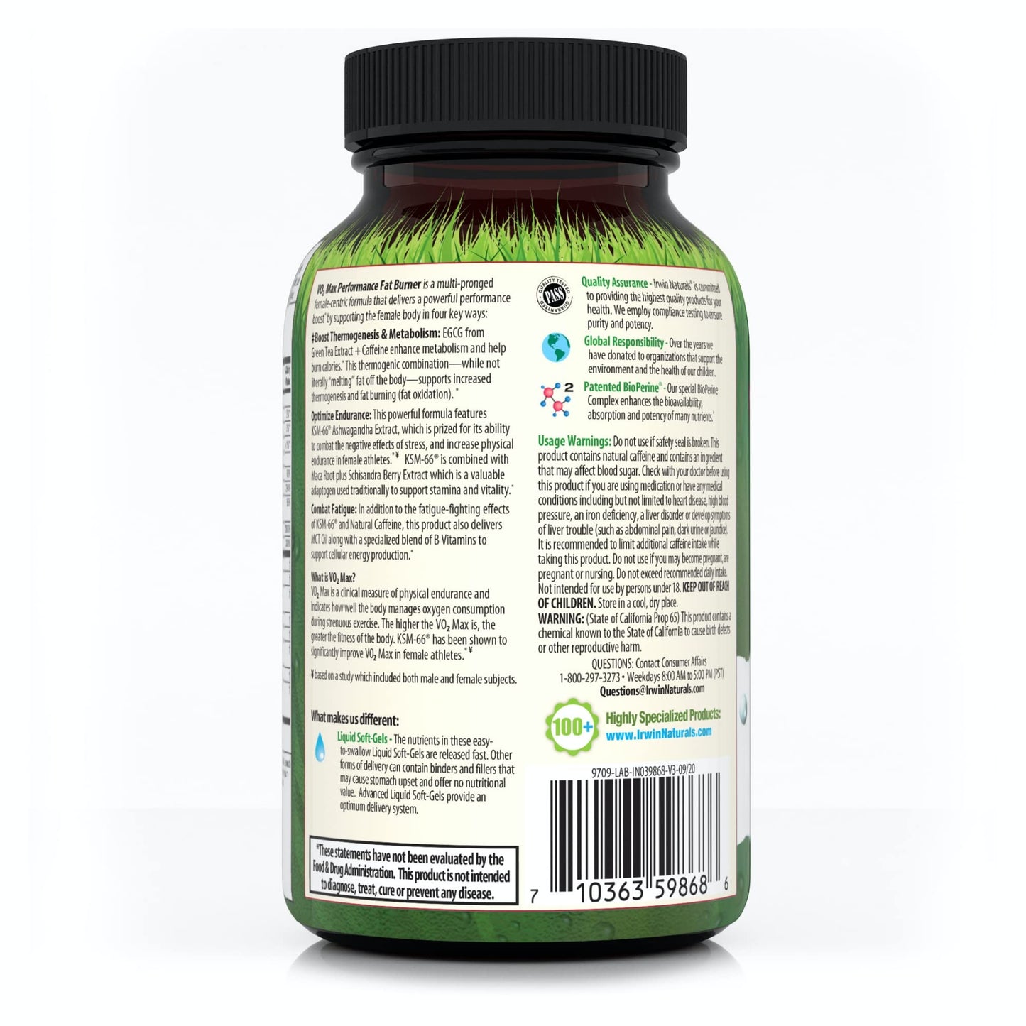 Irwin Naturals V02 Max Performance Fat Burner 60 Liquid Softgels