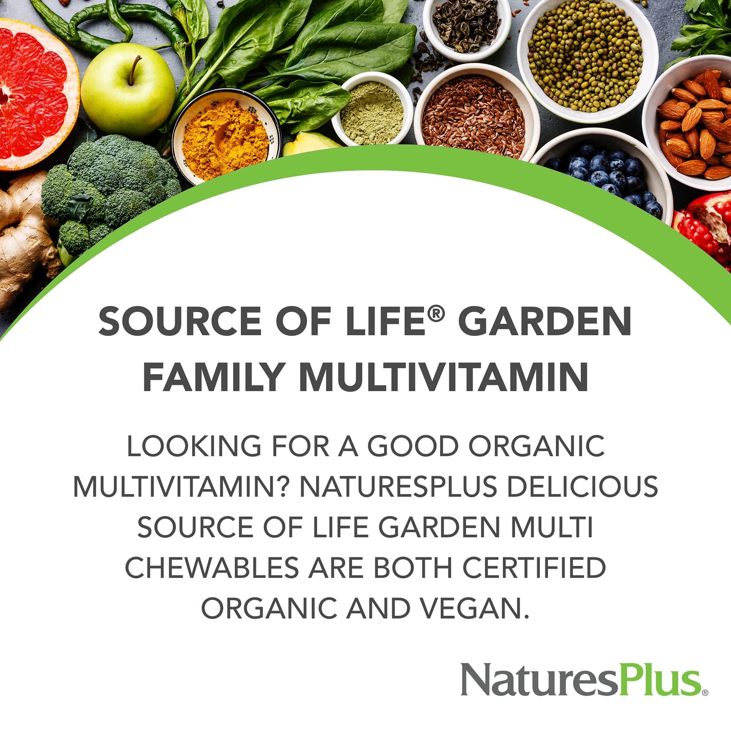 Natures Plus Source of Life Garden Certified Organic Family Chewable Multivitamin - 60 Vegan Chewables - Mixed Berry Flavor - for Adults & Children - Vegetarian, Gluten-Free - 30-60 Servings
