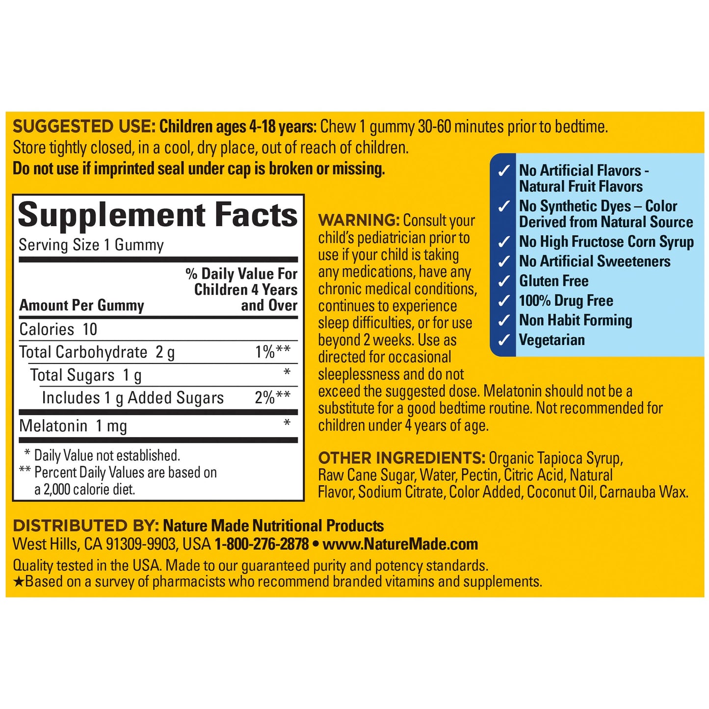 Nature Made Kids First Sleep Melatonin Gummies, 100% Drug-Free Sleep Aid, Kids Sleep Gummies for Restful Sleep, 45 Count