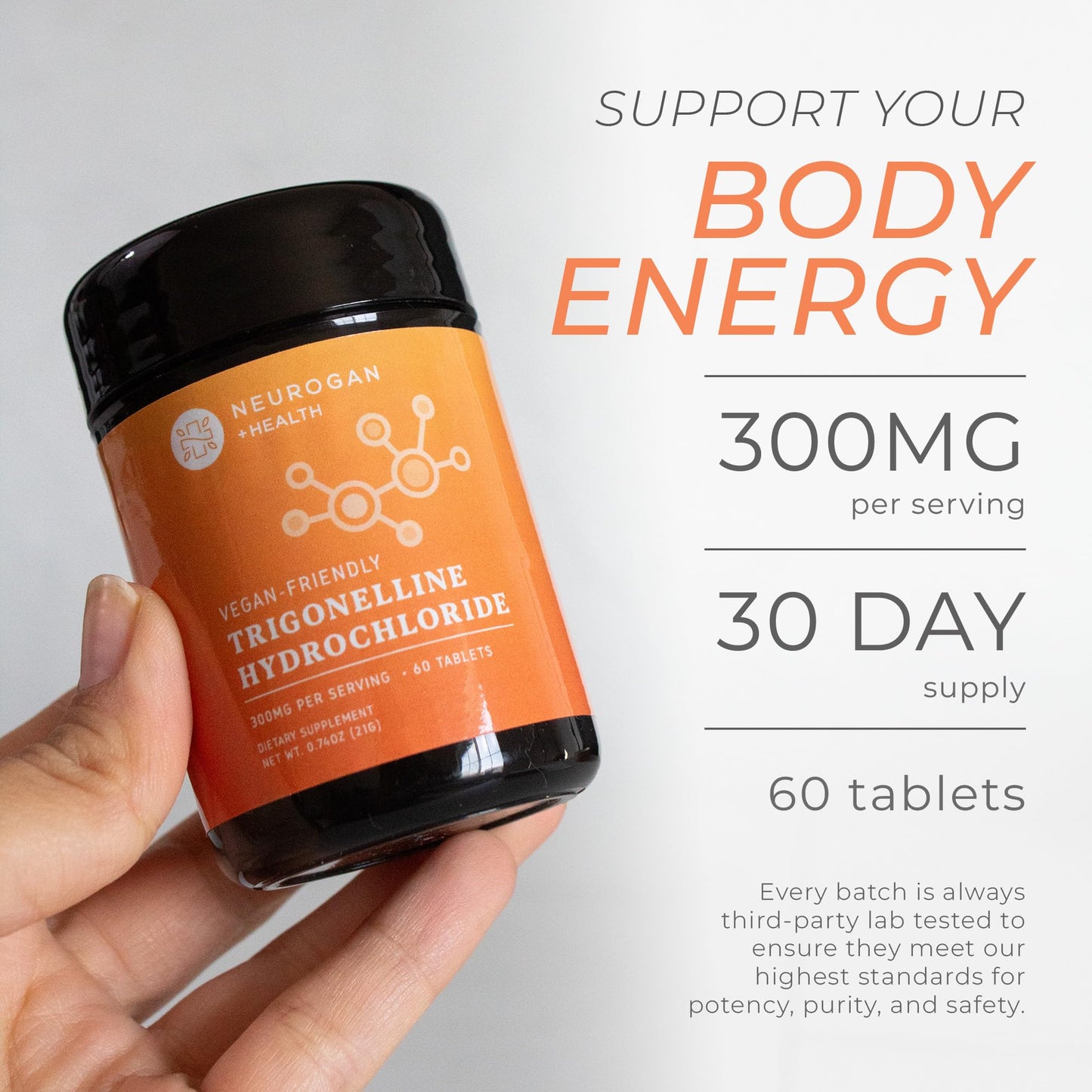 Neurogan Trigonelline Hydrochloride Tablets (300mg per Serving, 60 Count) - Promotes Metabolic Wellness & Cellular Energy, Supports Heart & Cognitive Health