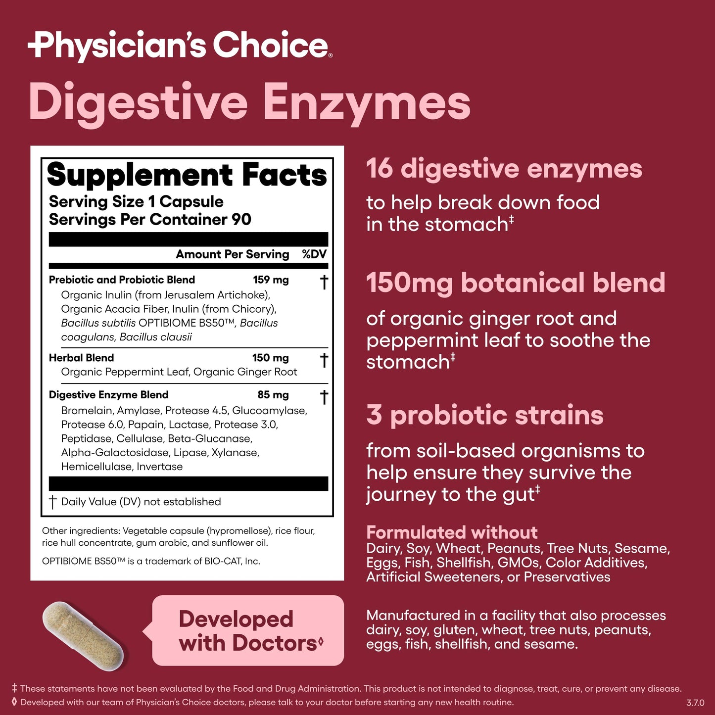 Physician's CHOICE Digestive Enzymes - Multi Enzymes, Organic Prebiotics & Probiotics for Digestive Health & Gut Health - Meal Time Discomfort Relief & Bloating - Dual Action Approach - 90 CT