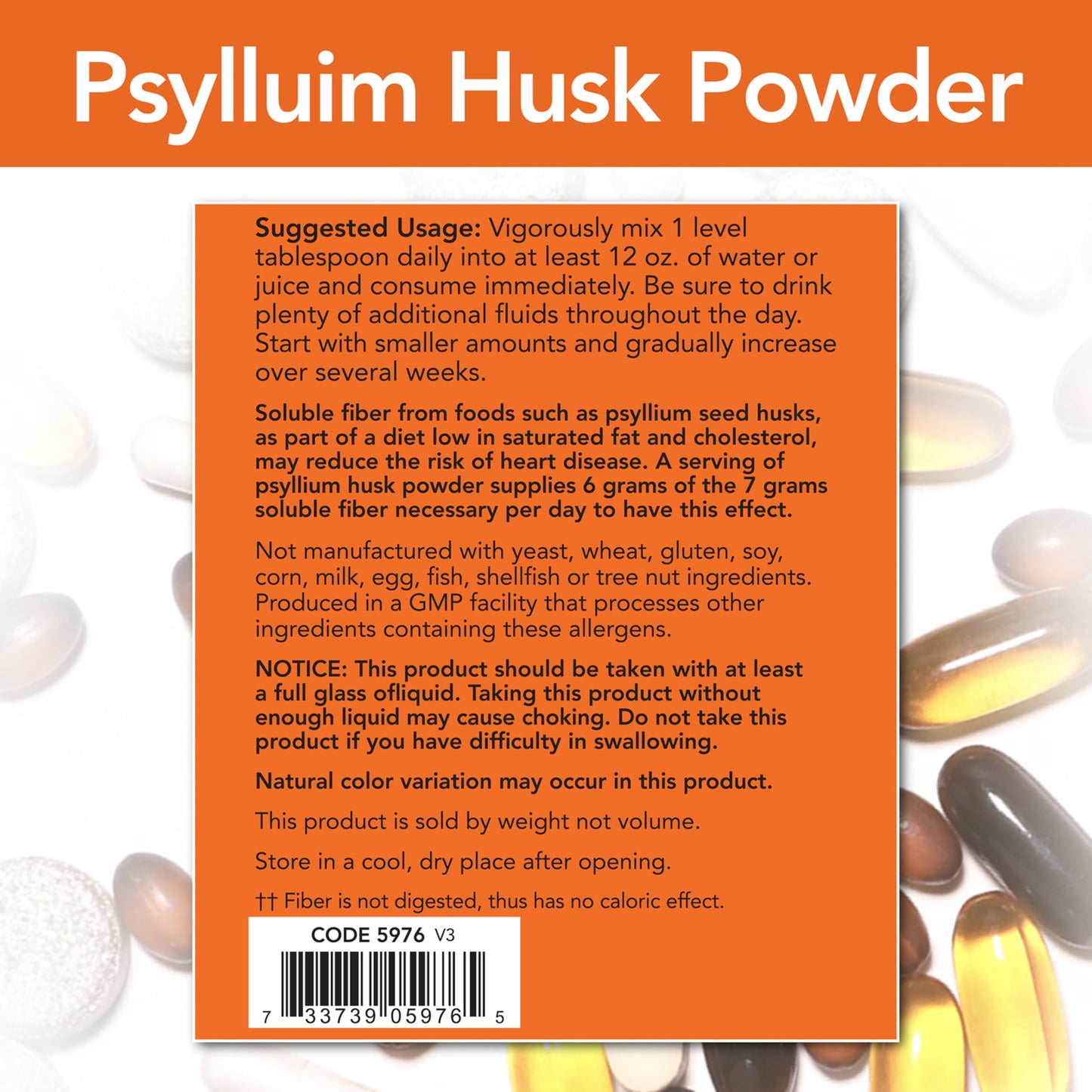 NOW Foods Supplements, Psyllium Husk Powder, Non-GMO Project Verified, Soluble Fiber, 12-Pound
