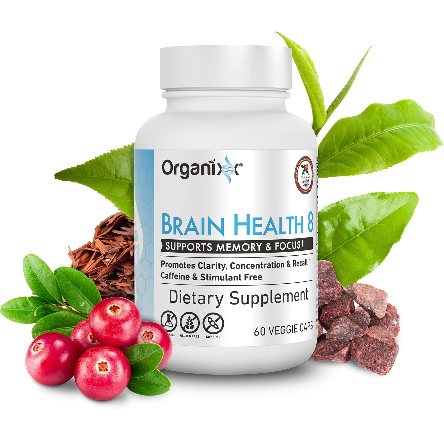 Organixx Ageless Brain Powerful Brain Health Supplement to Support Brain Function, Clarity, Focus, Re-Energize Brain Cells, Helps Promote a Balanced Mood, Gluten Free, Non GMO, 60 Vegetarian Capsules