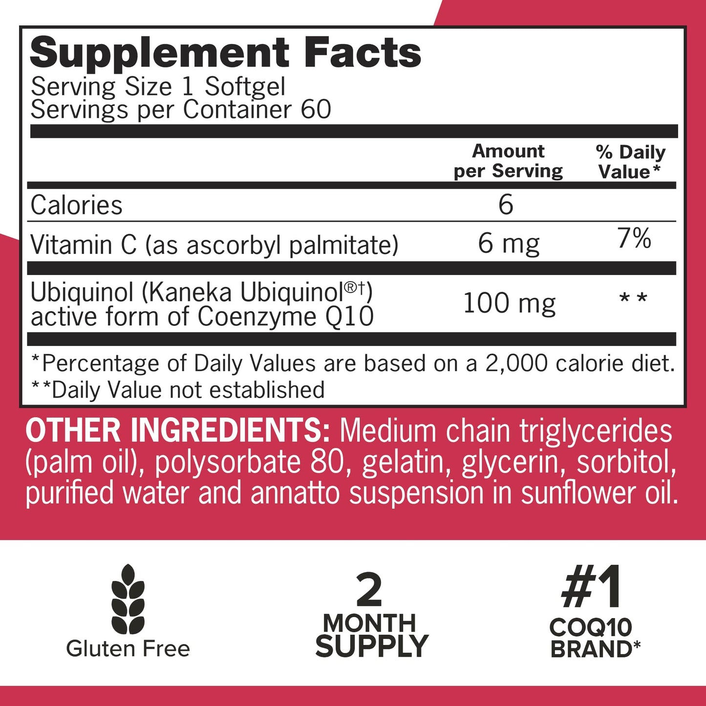 Qunol Ubiquinol CoQ10 100mg Softgels, Qunol Mega Ubiquinol 100mg - Superior Absorption - Active form of Coenzyme Q10 for Heart Health - 2 Month Supply - 60 Count