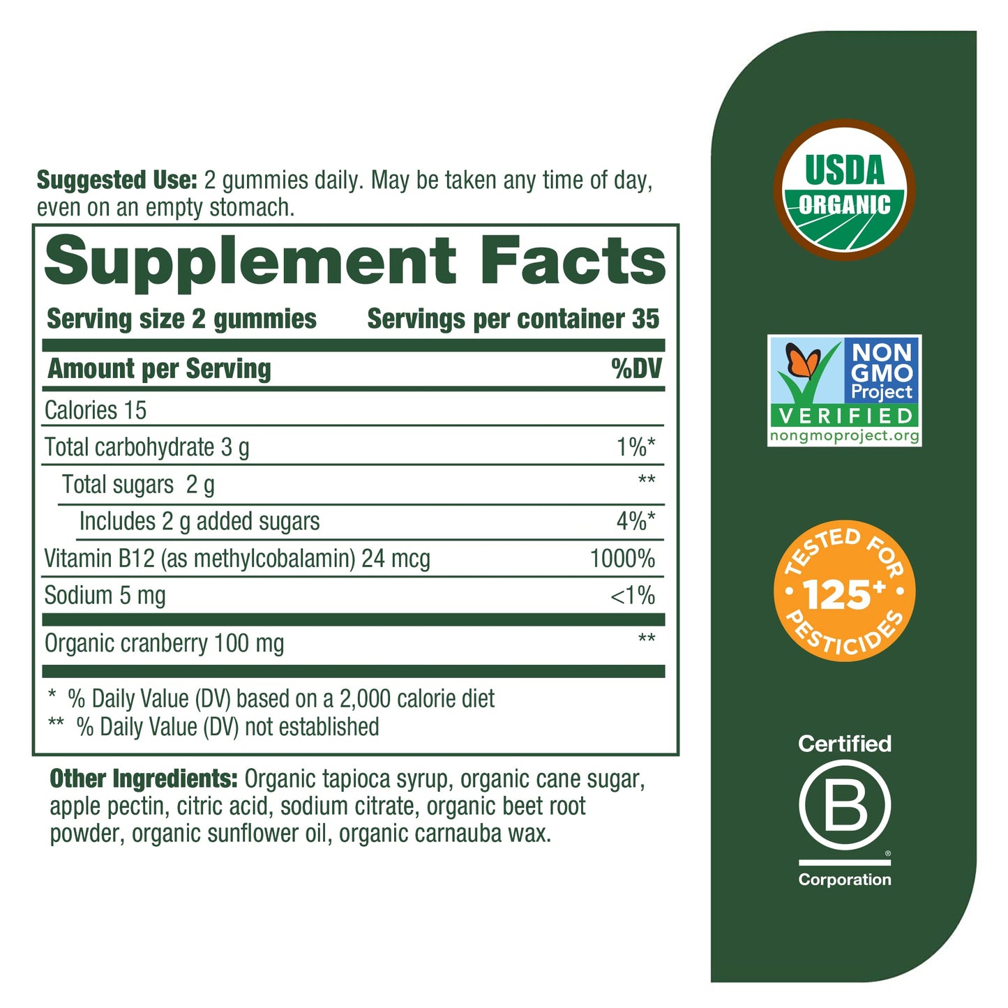 Pre-Order | Arrives in 5–10 Days – MegaFood Vitamin B12 Energy Gummies - Vegan - With Methyl B12 Vitamins to Support Cellular Energy Production - Cranberry - Daily Vitamin B12 Supplement - USDA Organic - 70 Gummies, 35 Servings