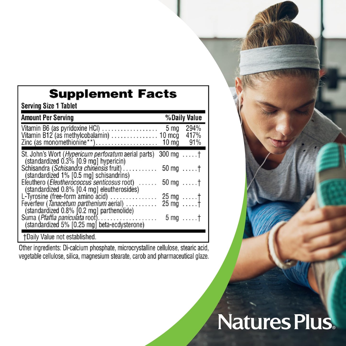 Natures Plus Herbal Actives NutriZAC Mood Food - 300 mg St Johns Wort, 90 Vegan Bi-Layered Tablets - Maximum Potency Natural Mood Booster - Vegetarian, Gluten-Free - 90 Servings