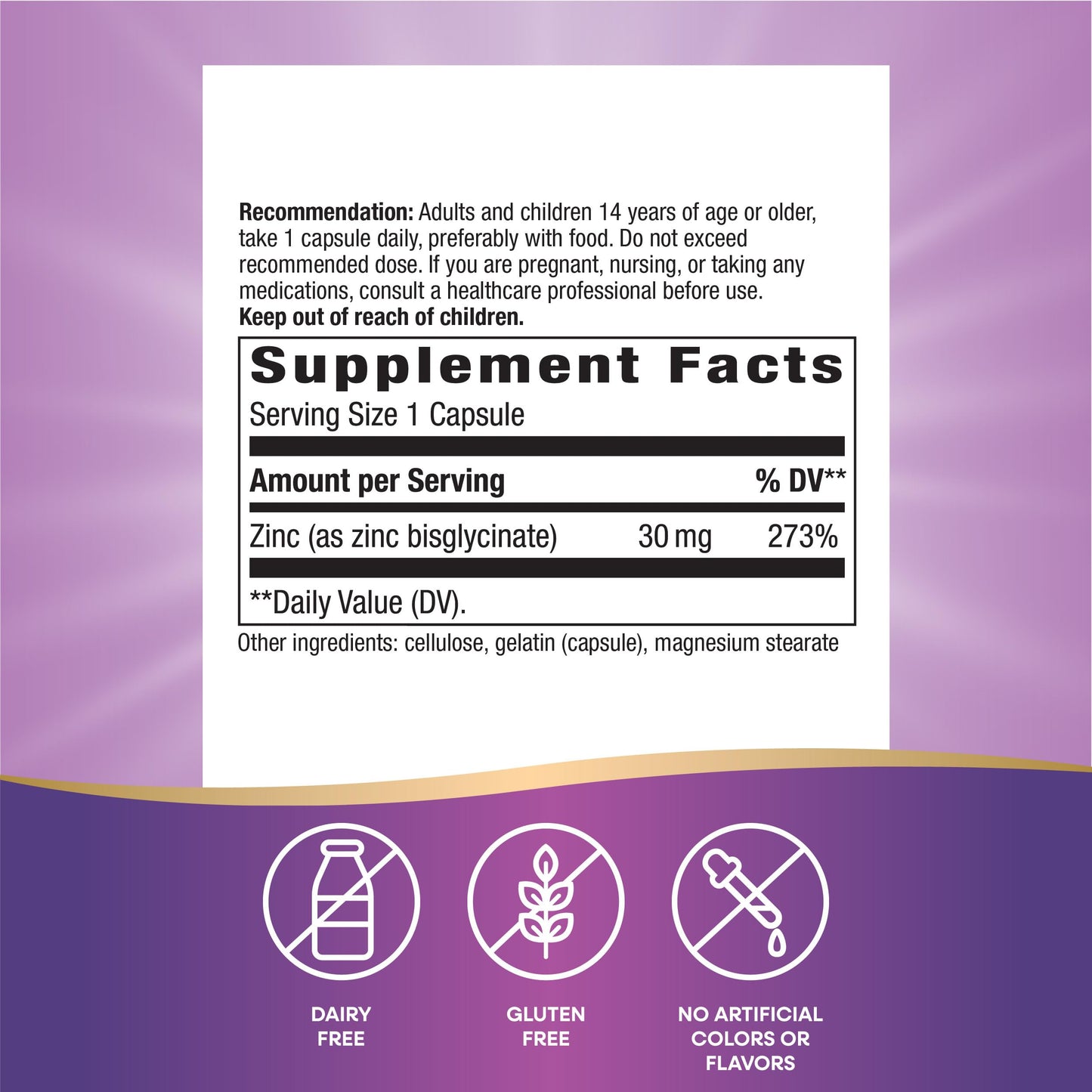 Nature's Way Zinc Chelate, Supports Immune Function*, 30 mg per Serving, 100 Capsules (Packaging May Vary)