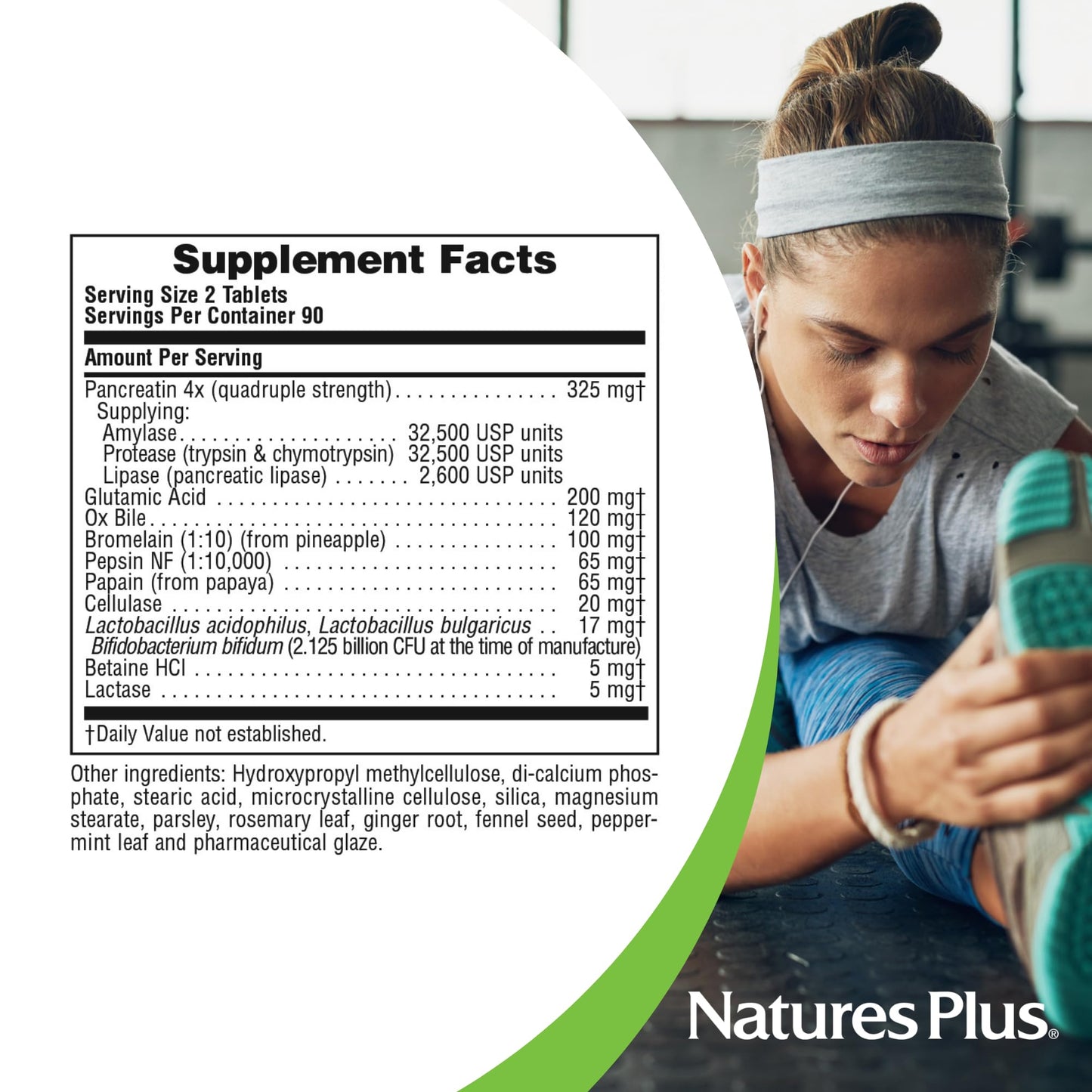 Natures Plus Ultra-Zyme - 180 Tablets, Pack of 2 - Maximum Strength Digestive Enzyme Supplement with Acidophilus & Glutamic Acid - Gluten Free - 180 Total Servings