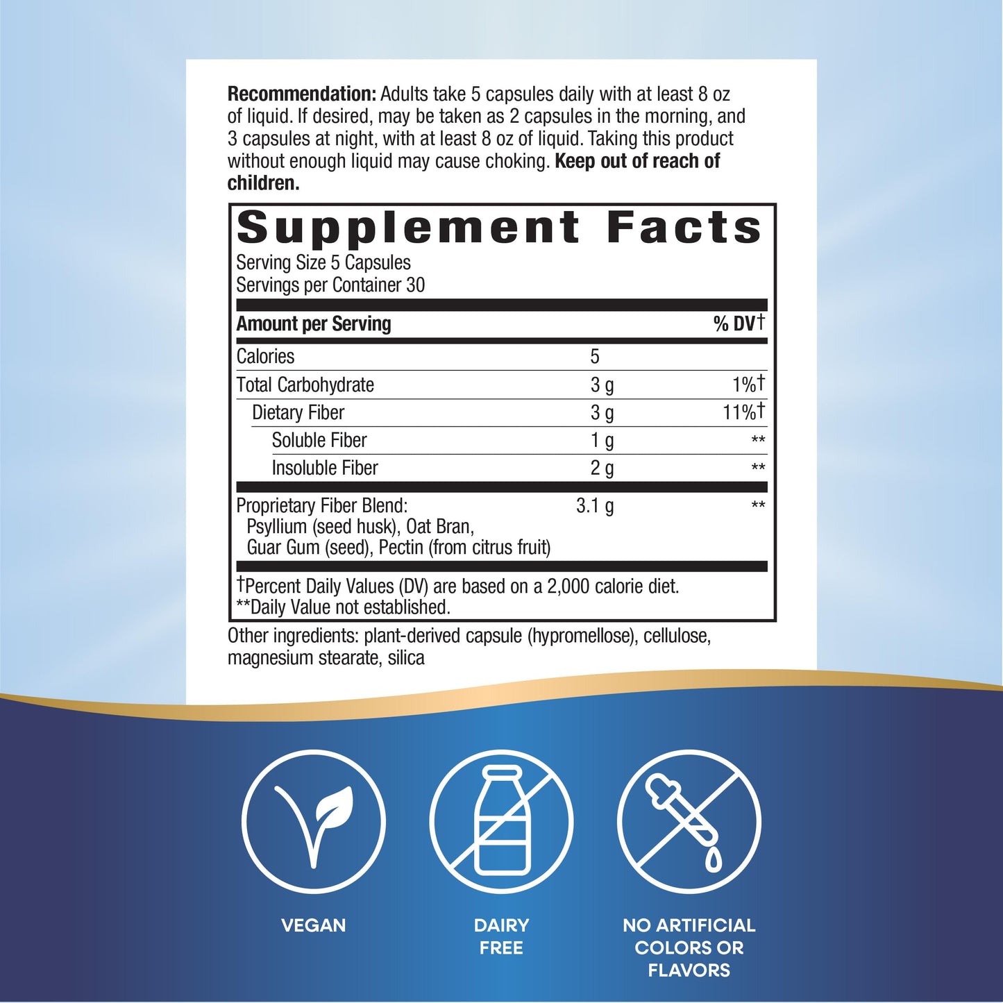 Nature's Way Fiber Fusion Daily, with Psyllium Husk, Oat Bran, Guar Gum, Pectin, Digestive Health Support*, Vegan, 150 Capsules (Packaging May Vary)