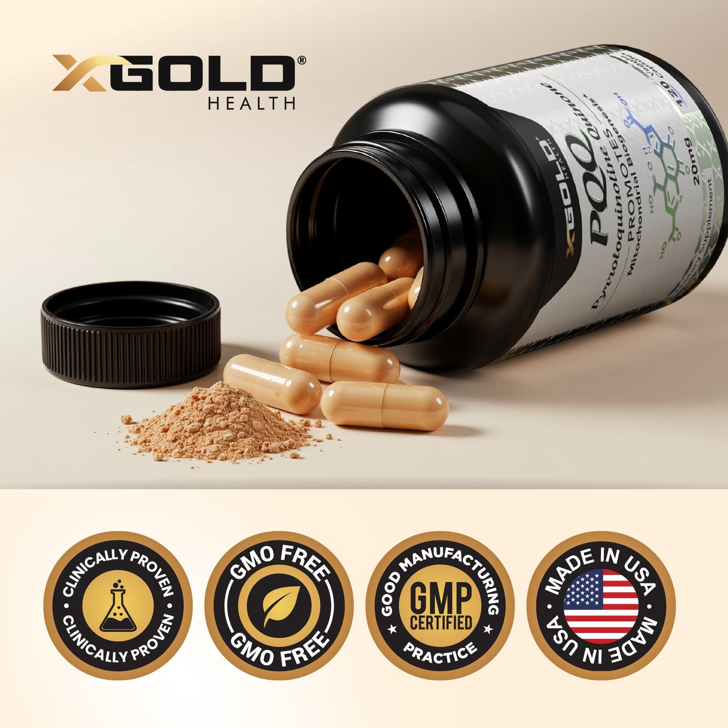 PQQ Supplement Veggie Capsules (Pyrroloquinoline Quinone), 99,7%+ Highly Purified - Promotes Mitochondrial Biogenesis, Energy Optimizer, Heart Health, Cognitive Function & Sleep Support (120 CT)