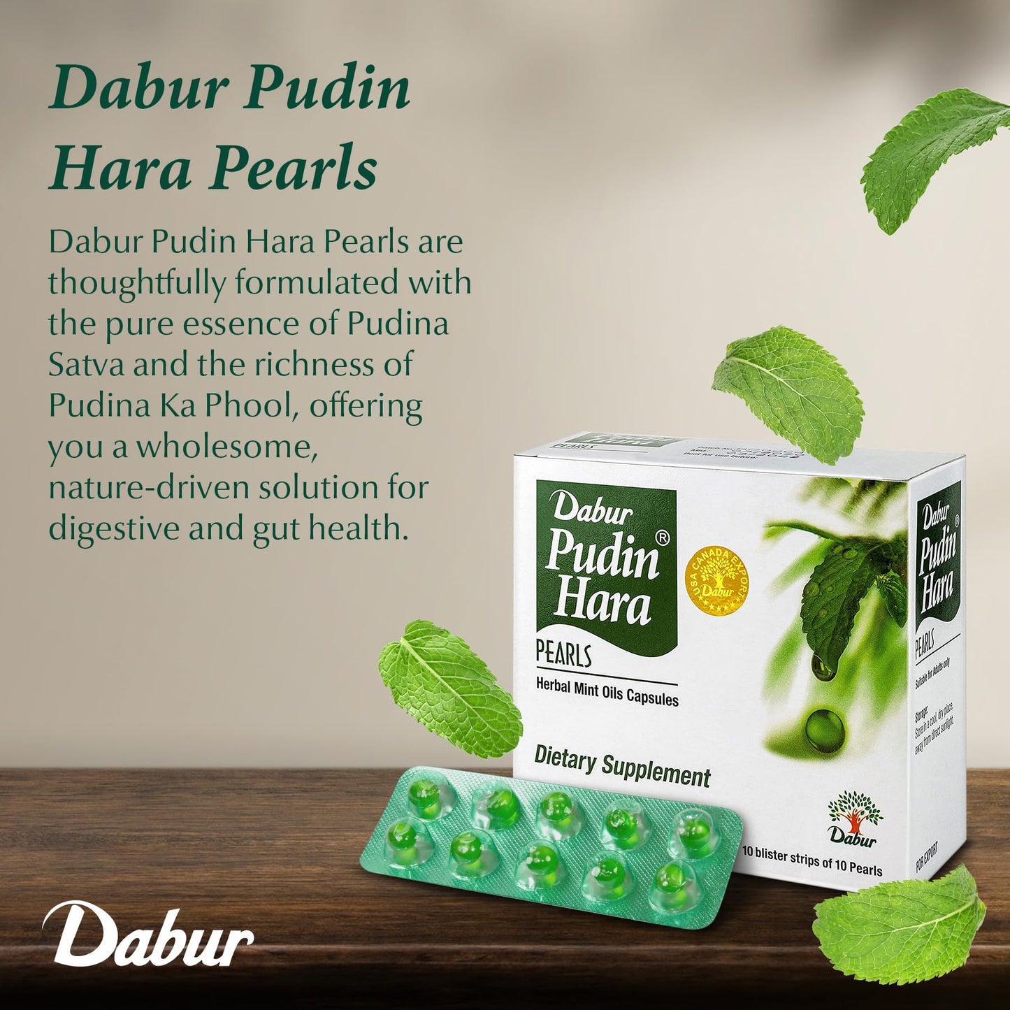 Pre-Order | Arrives in 5–10 Days – Dabur Pudin Hara Pearls - Daily Digestive Care Supplements for Men and Women, Helps Abate Symptoms of Bloating, Acidity, Flatulence and Indigestion for Digestive and Gut Health, 100 count (Pack of 10)