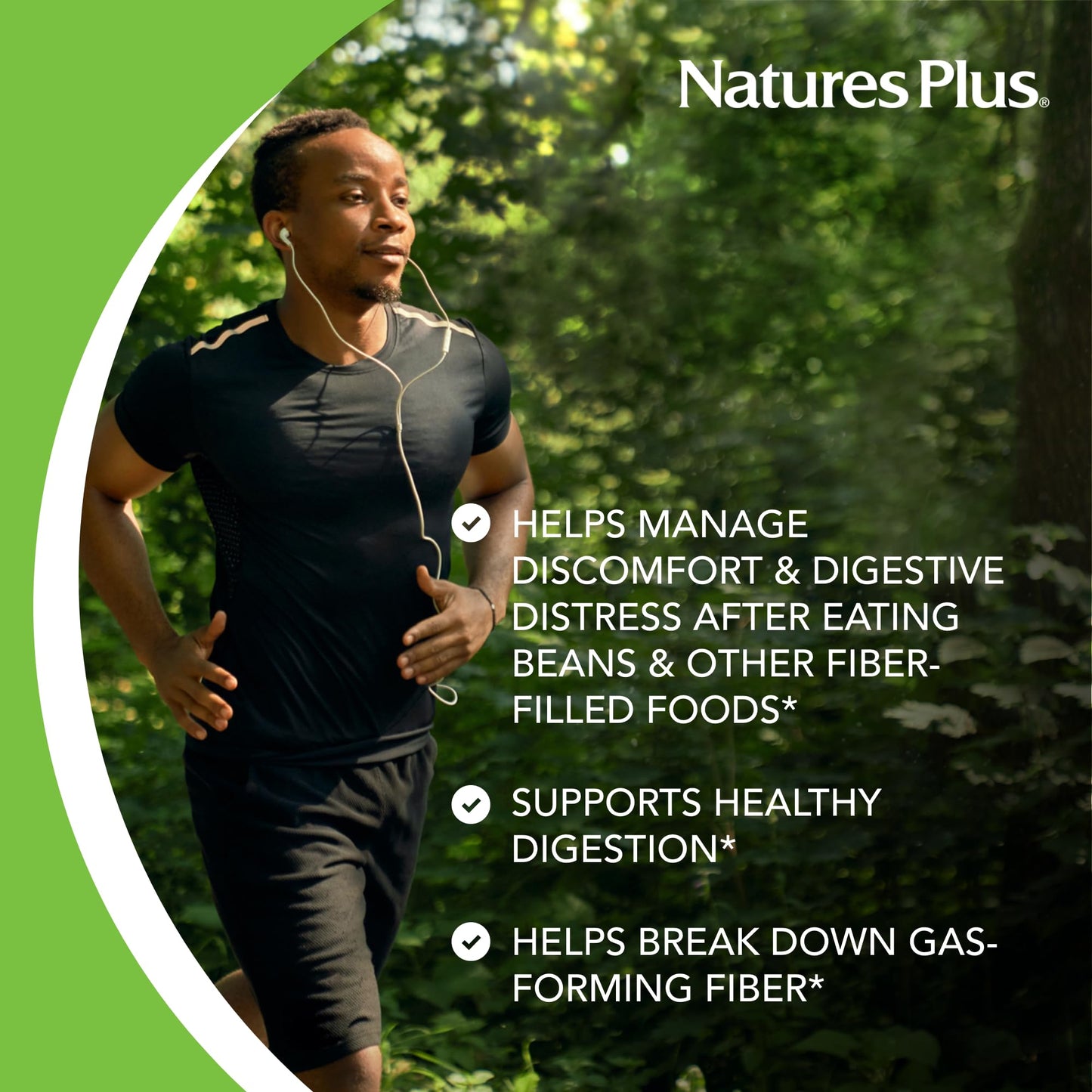 Natures Plus Say Yes to Beans Enzyme Complex - Natural Food Enzyme Supplement for Gas Relief, Digestive Aid - 60 Vegetarian Capsules (60 Servings)