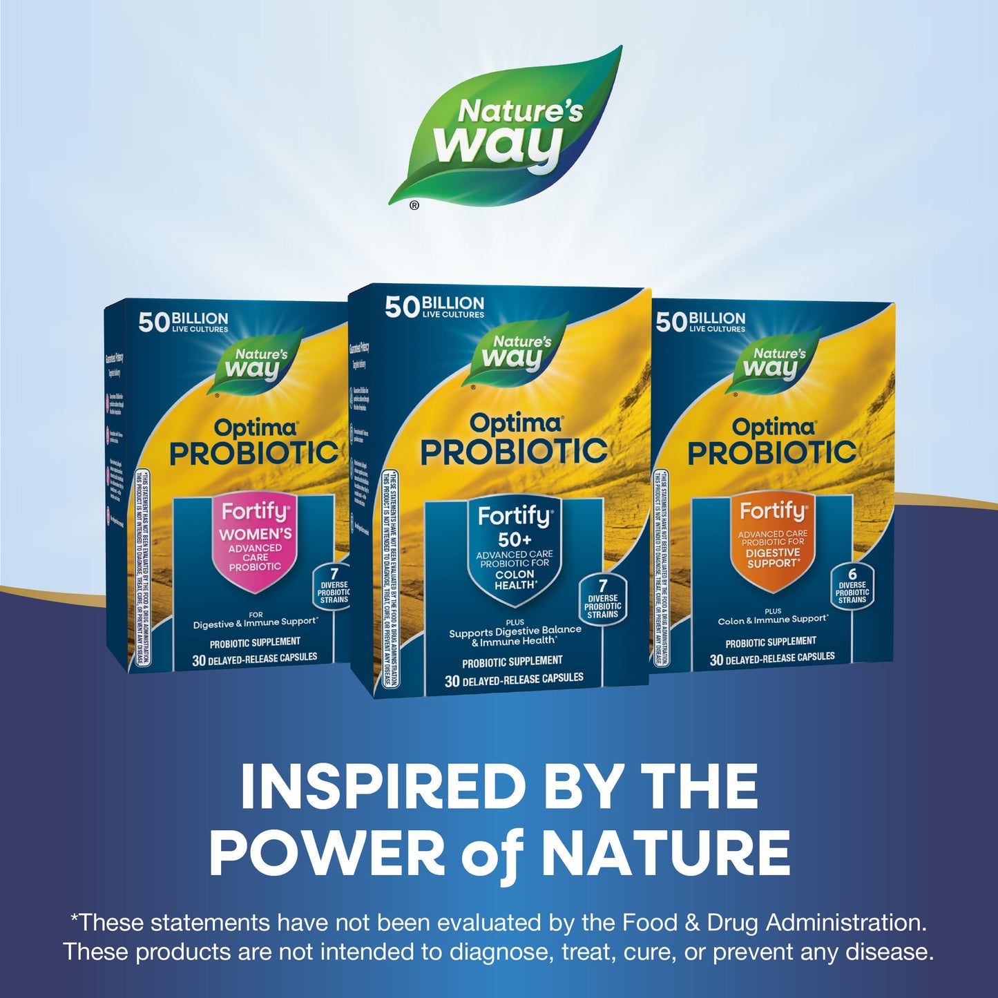 Nature's Way Fortify Optima Probiotic for Adults 50+, 50 Billion Live Cultures, Supports Digestive Balance, Colon & Immune Health*, No Refrigeration Needed, 30 Capsules (Packaging May Vary)
