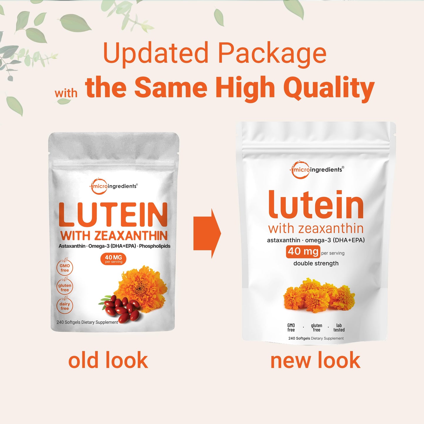 Micro Ingredients Lutein & Zeaxanthin 40mg Softgels, 240 Count, with Astaxanthin, Omega-3s, & Phospholipids | Eye + Vision Health Vitamins | Third Party Tested, Non-GMO, Gluten Free