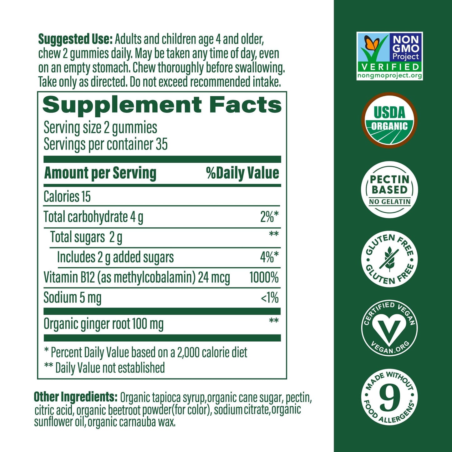 Pre-Order | Arrives in 5–10 Days – MegaFood Vitamin B12 Energy Gummies - Vegan - With Methyl B12 Vitamins to Support Cellular Energy Production - Ginger - Daily Vitamin B12 Supplement - USDA Organic - 70 Gummies, 35 Servings