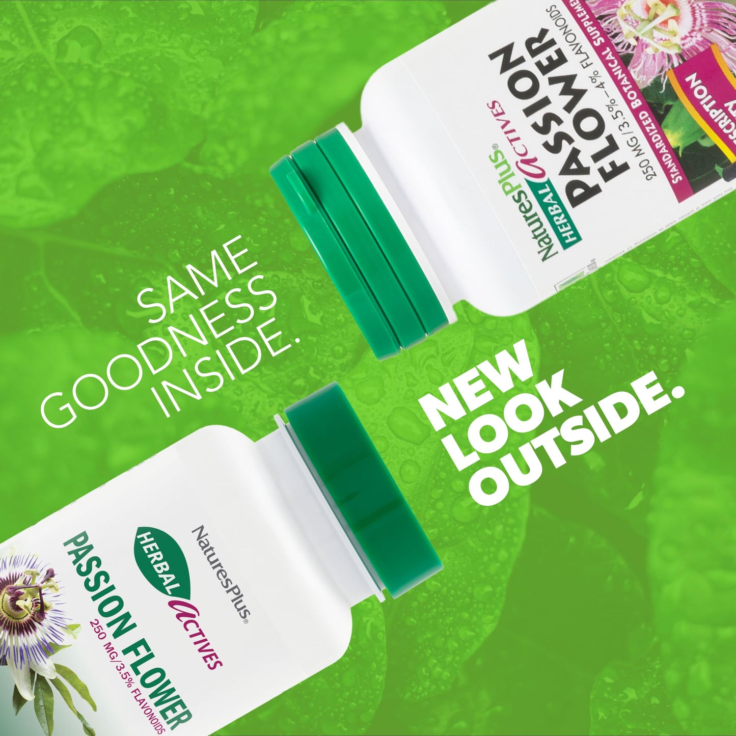 Natures Plus Herbal Actives Passion Flower - 250 mg, 60 Vegan Capsules - Promotes Natural Calm - Vegetarian, Gluten-Free - 60 Servings