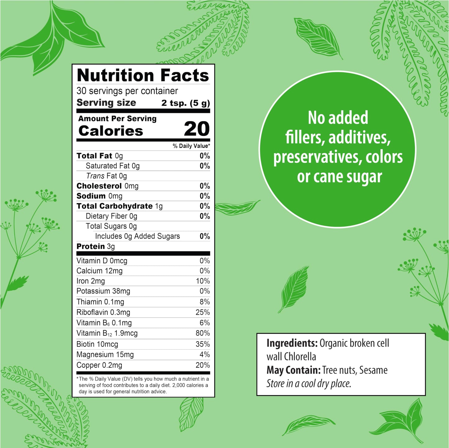 Organic Traditions Organic Chlorella Powder, Vegan Non-GMO Organic Superfood, 5.3oz (150g) Bag, 30 Servings per Bag