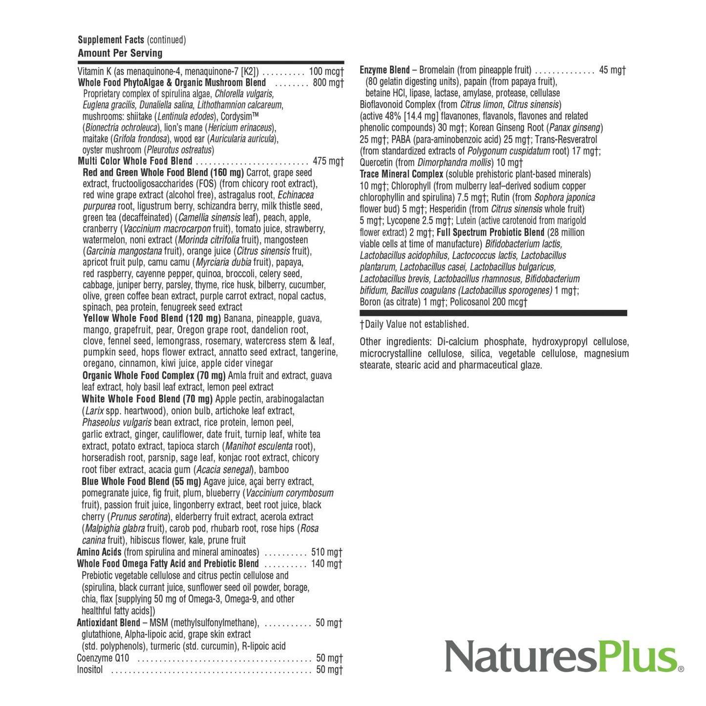NaturesPlus Source of Life Gold Multivitamin - 180 Tablets - Blood Support, Bone Support, Healthy Immune System - Includes Vitamins D3, B12, K2 & Over 120 Whole Food Nutrients - 60 Servings