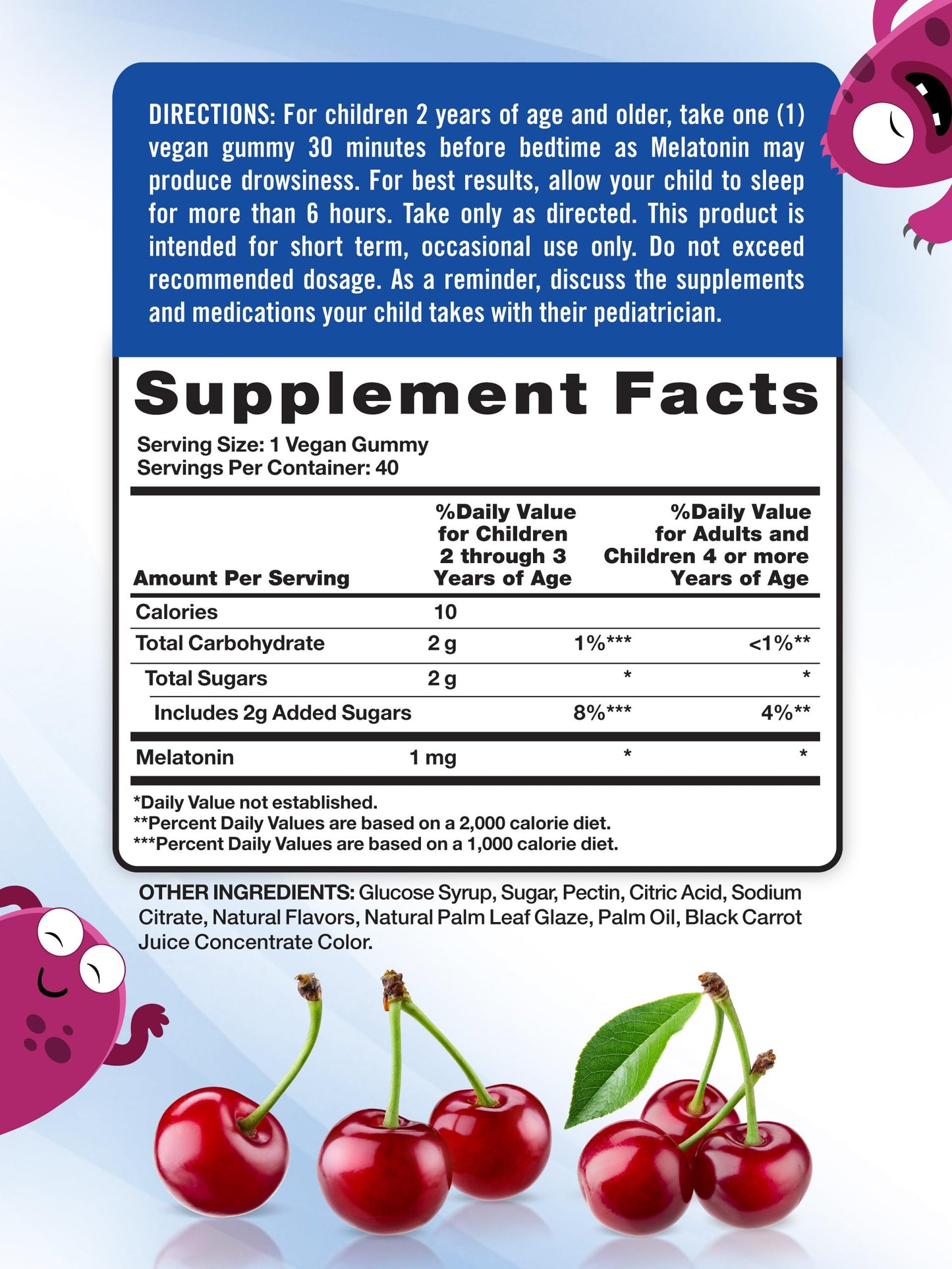 Nature's Truth Kids Melatonin Gummy | 1mg | 40 Count | Vegan, Non-GMO & Gluten Free Gummies | Cherrylicious Flavor