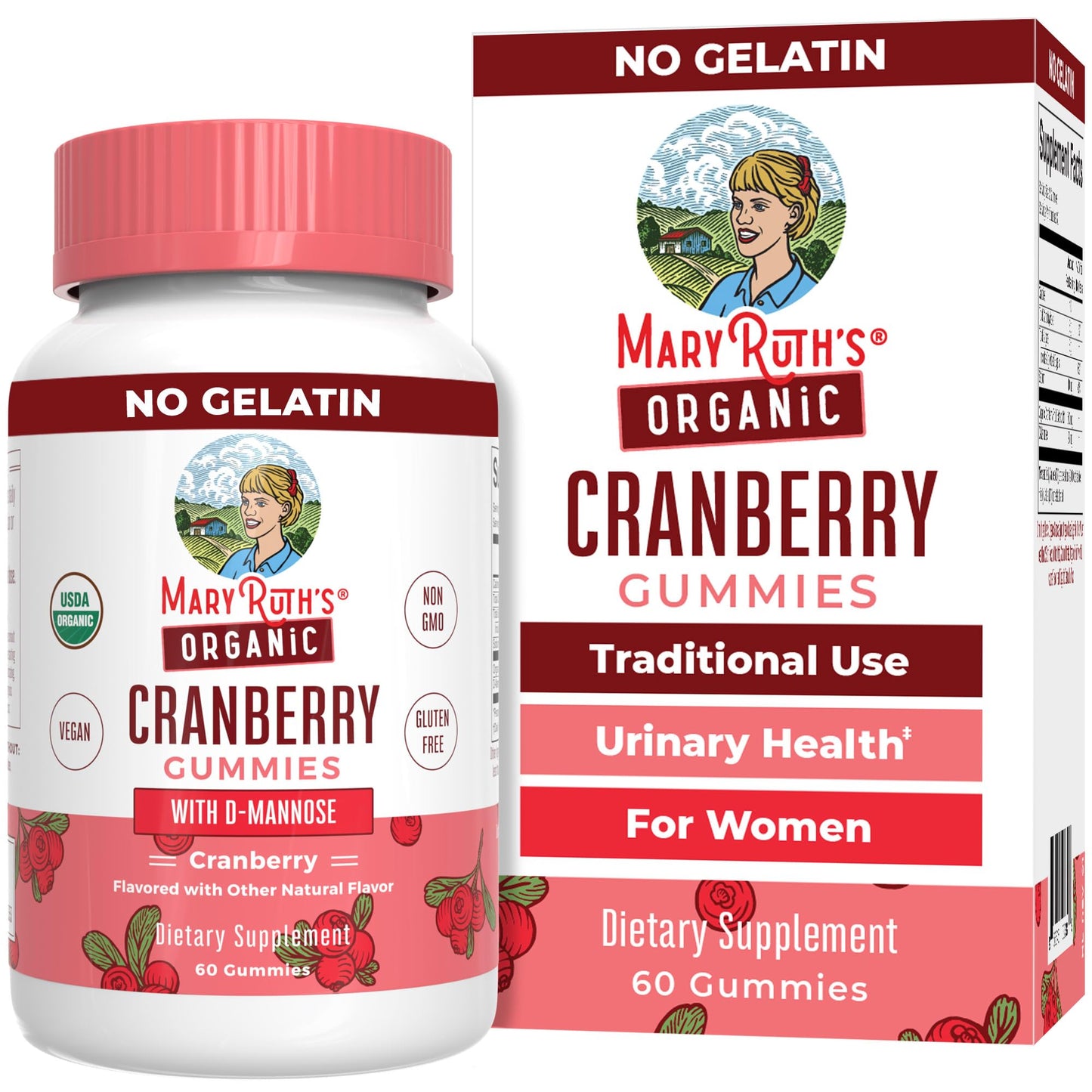 Organic Cranberry Gummies by MaryRuth's | 500mg Cranberry Supplement | Urinary Tract Health for Women | with D Mannose | Traditional Use | USDA Organic | Vegan | Non GMO | 30 Servings