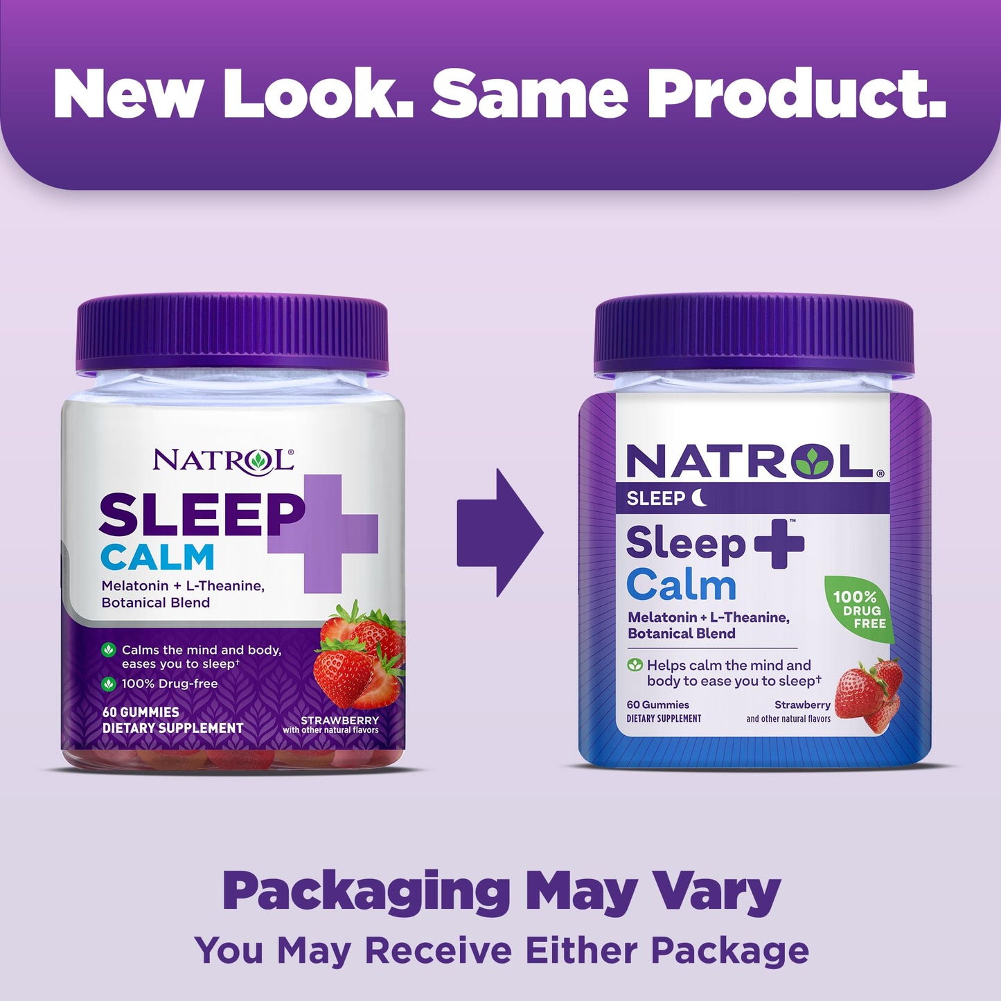 Natrol Sleep+ Calm Melatonin Gummies for Adults, Sleep Gummies, Strawberry Flavor, 60 Gummies, 30 Day Supply