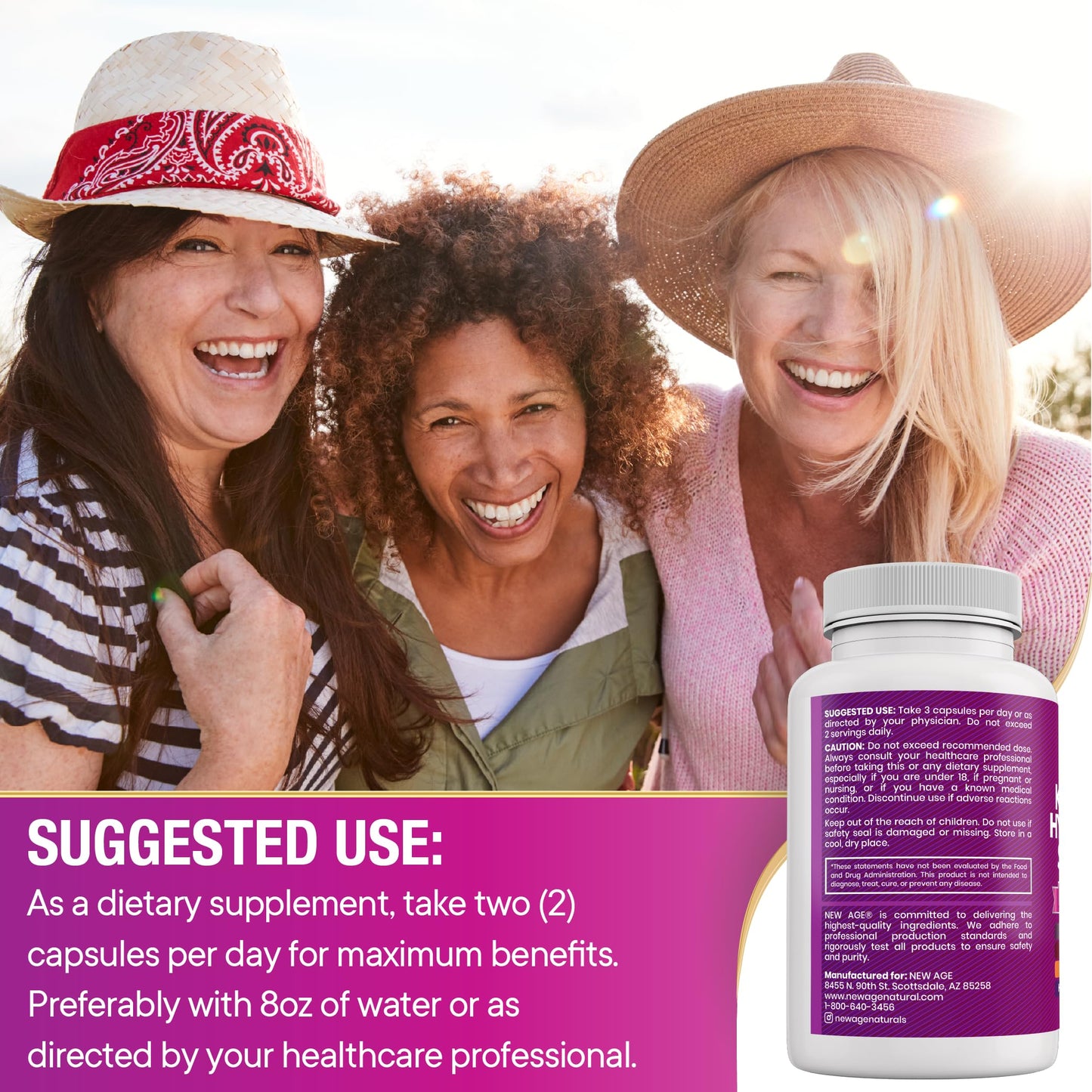 NEW AGE Collagen Pills Biotin Keratin Saw Palmetto Hyaluronic Acid - Hair Skin and Nails Vitamins and DHT Blocker with Vitamin E Folic Acid Pumpkin Seed MSM- 90 Count