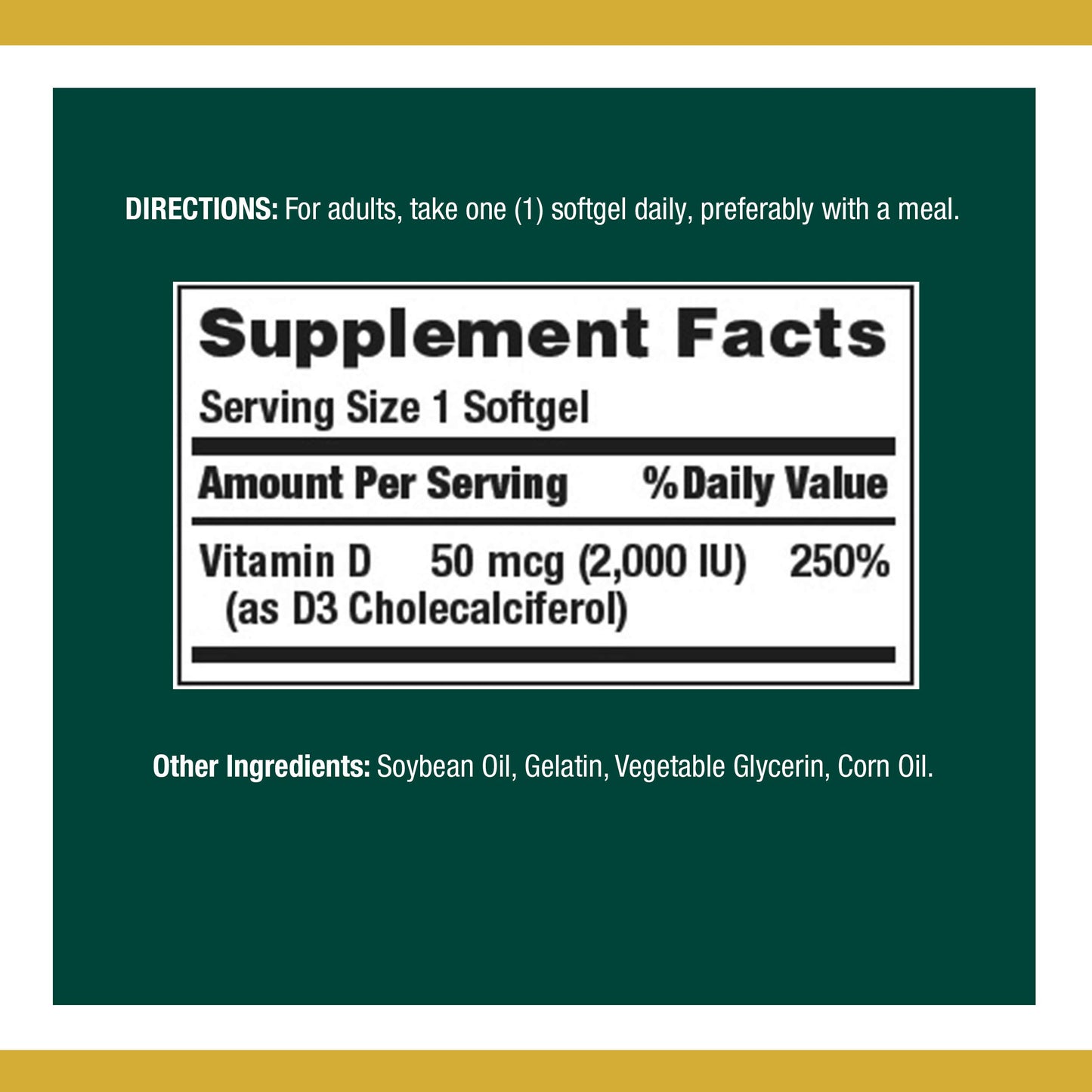 Nature's Bounty Vitamin D, Supports Immune Health & Bone Health, 2000IU Vitamin D3, 150 Softgels