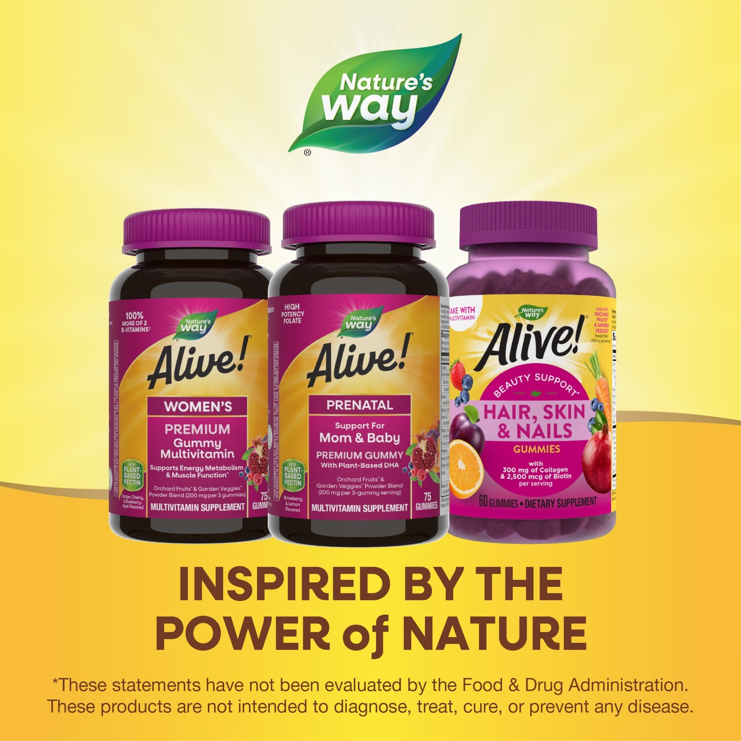 Nature’s Way Alive! Prenatal Premium Gummy Multivitamin, High Potency Folate, Plant-Based DHA, Vegetarian, Strawberry and Lemon Flavored, 75 Gummies