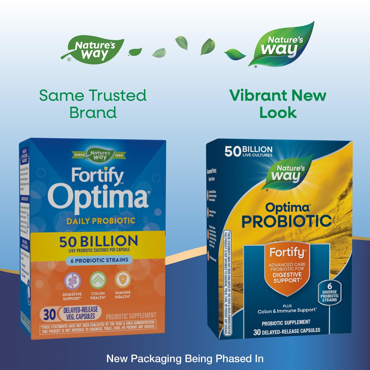 Nature's Way Fortify Optima Probiotic for Men and Women, 50 Billion Live Cultures, 6 Strains, Supports Digestive and Immune Health*, 30 Capsules (Packaging May Vary)