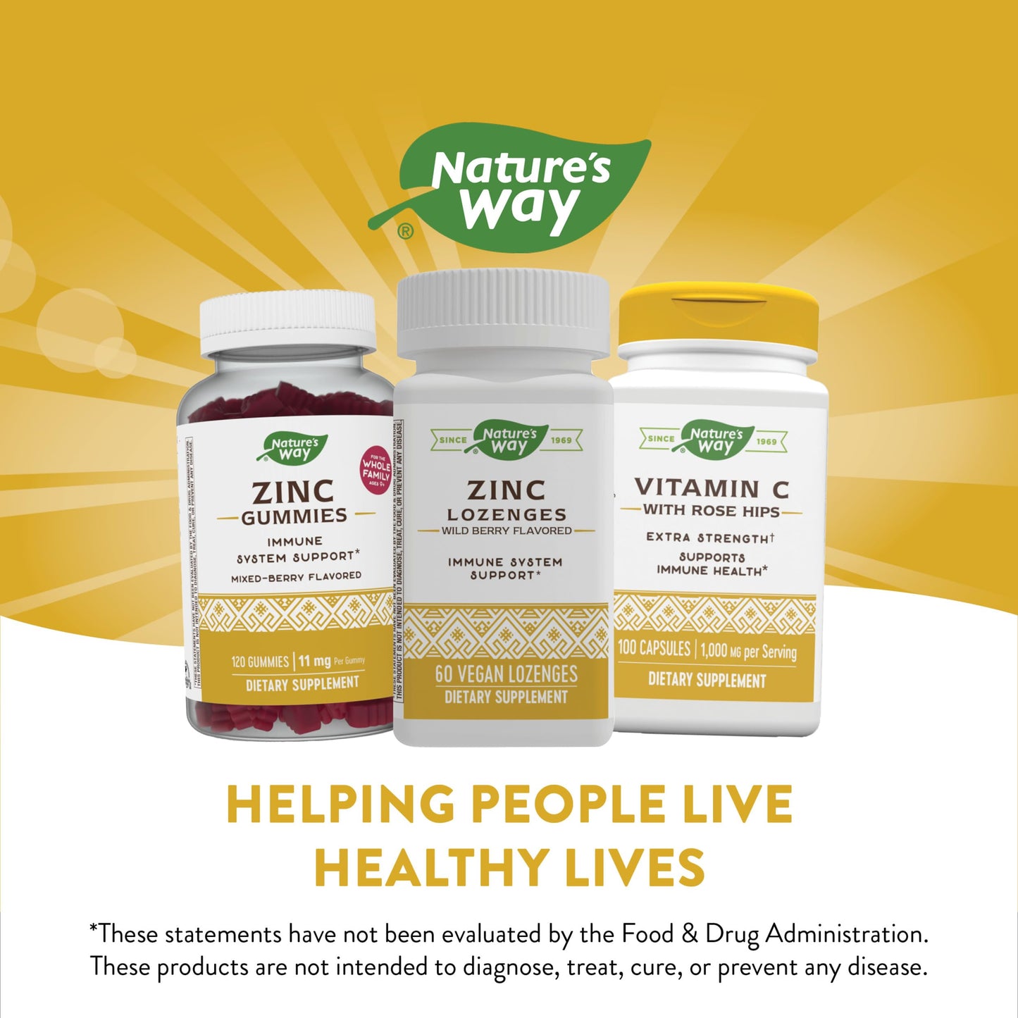 Nature's Way Zinc Lozenges with Vitamin C & Echinacea, Immune Support*, Wild Berry Flavored, 60 Lozenges (Pack of 2)