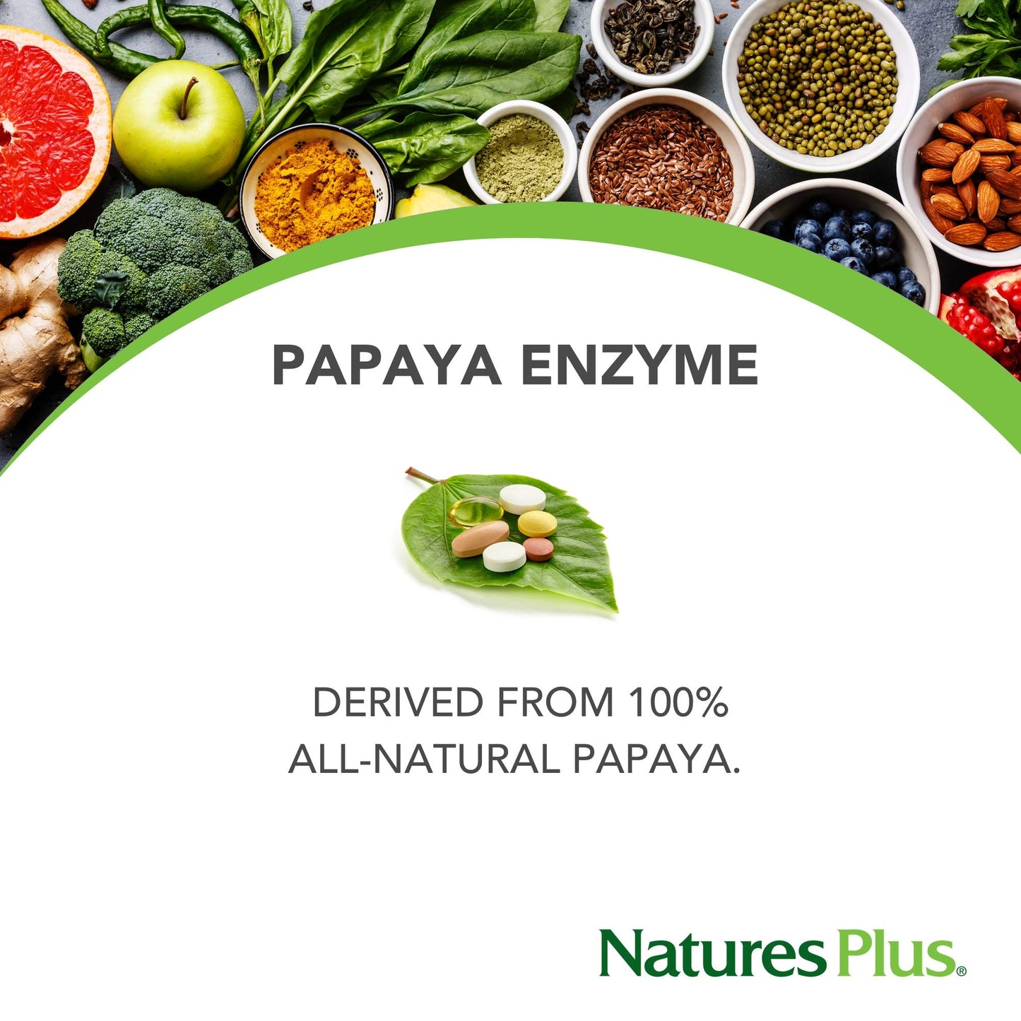 Natures Plus Papaya Enzyme - 6 mg Papain - All Natural Digestive Aid Supplement, Contains Amylase & Protease - 360 Chewable Tablets (360 Servings)