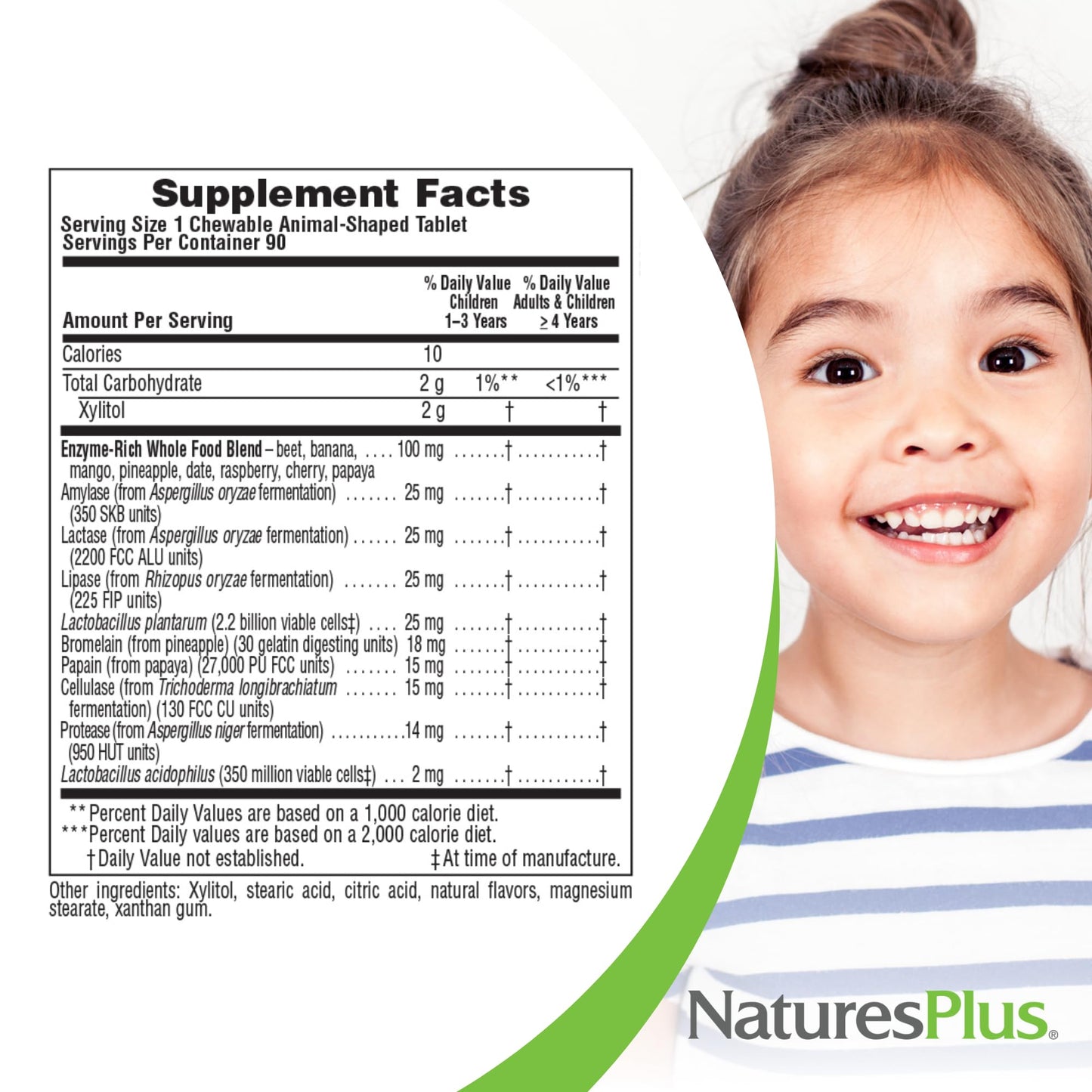 Natures Plus Animal Parade Source of Life Children's Chewable Digestive Aid - Tropical Fruit Flavor - 90 Animal Shaped Tablets - Contains Live Probiotics - Vegetarian, Gluten-Free - 90 Servings