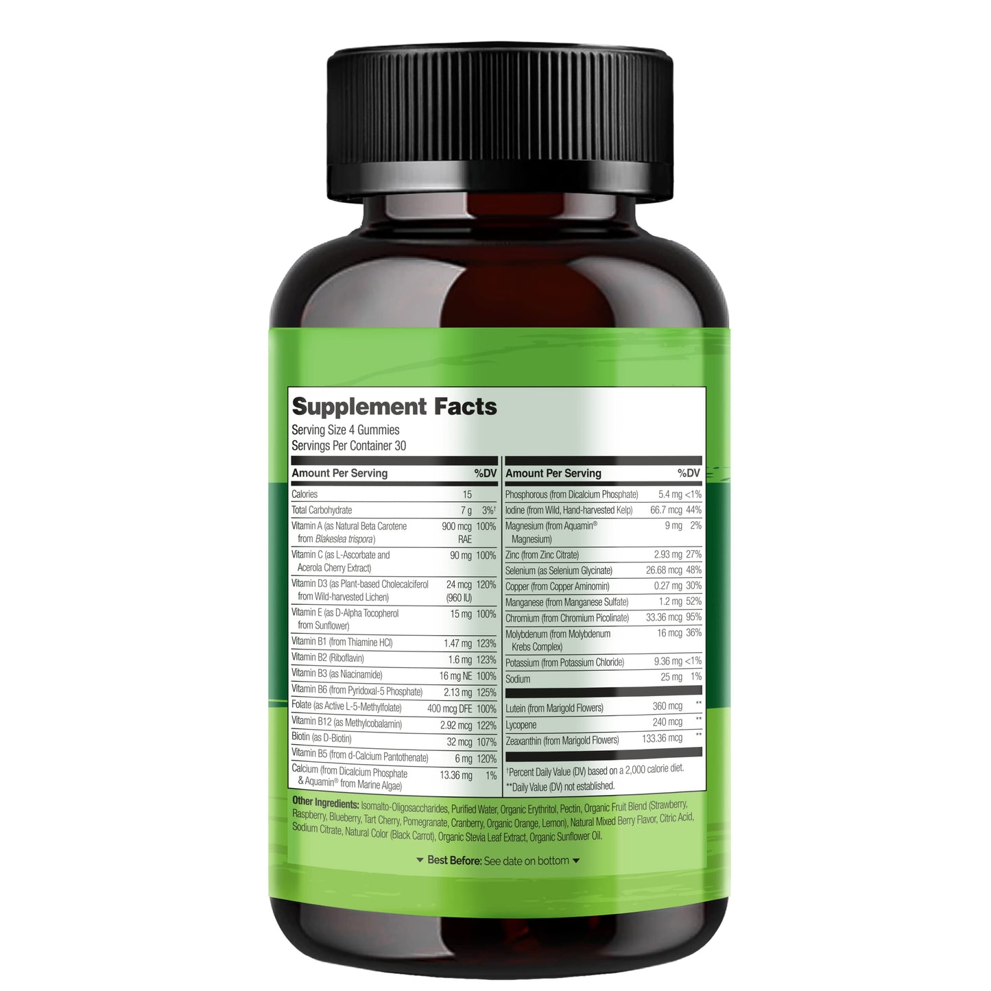 NATURELO Whole Food Vitamin Gummies for Adults - Chewable Gummy Multivitamin for Men & Women - 120 Vegan Gummies