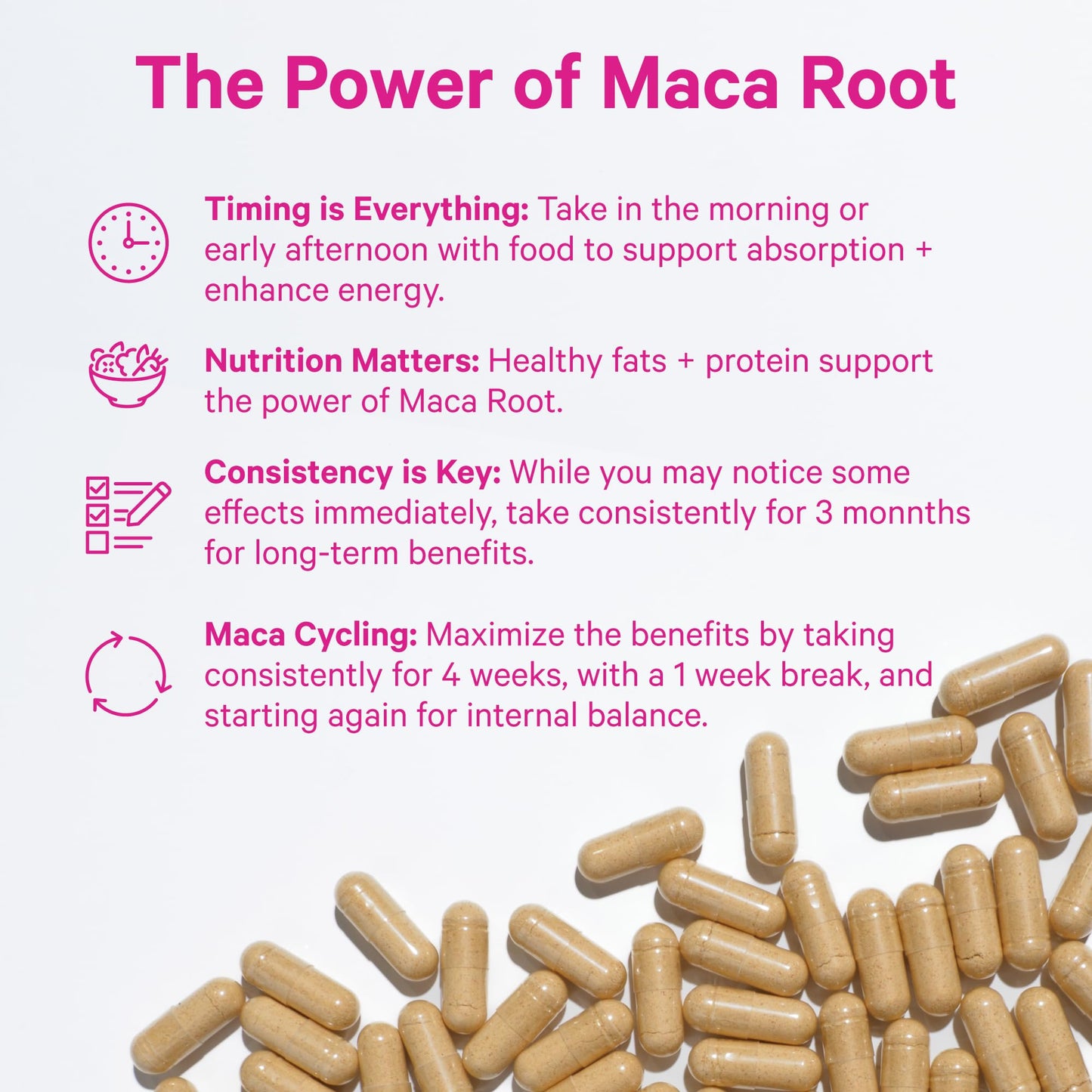 Pink Stork Maca Root Capsules for Women - Energy and Mood Support for Women, 1500 mg Organic Maca Root + BioPerine, Hormone Balance & Energy, PMS, Perimenopause, Menopause - 60 Capsules