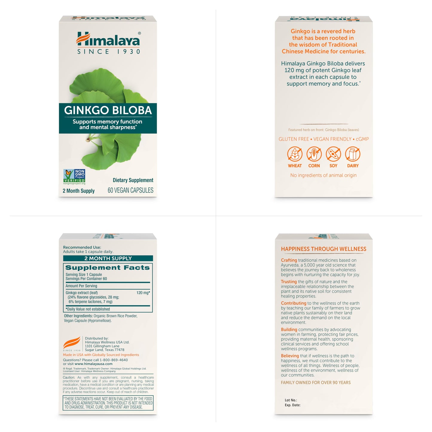 Himalaya Ginkgo Biloba, Herbal Supplement for Memory & Mental Sharpness, Vegan, Gluten Free, 120 mg Ginkgo Leaf Extract, 60 Capsules