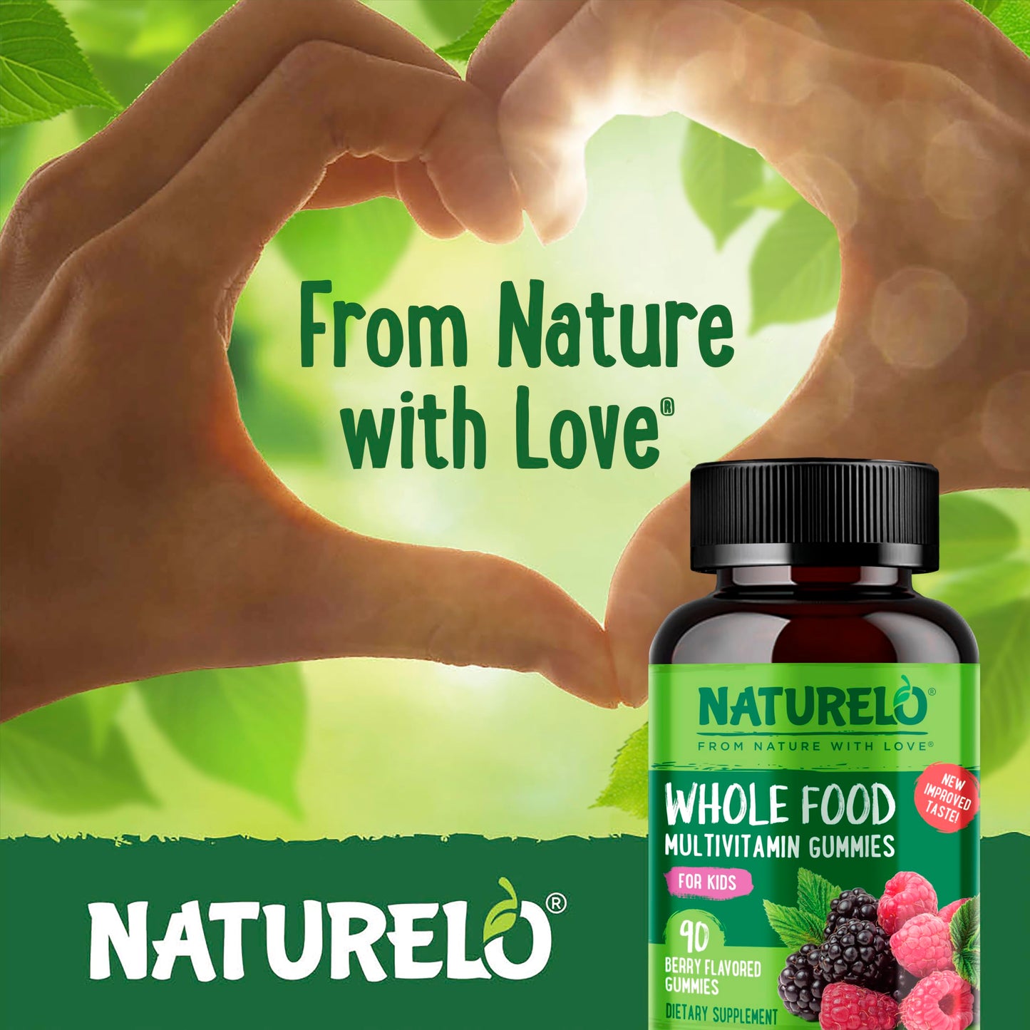 NATURELO Whole Food Vitamin Gummies for Kids - Chewable Gummy Multivitamin for Children - Non-GMO - with Vitamins & Minerals - 90 Vegan Gummies